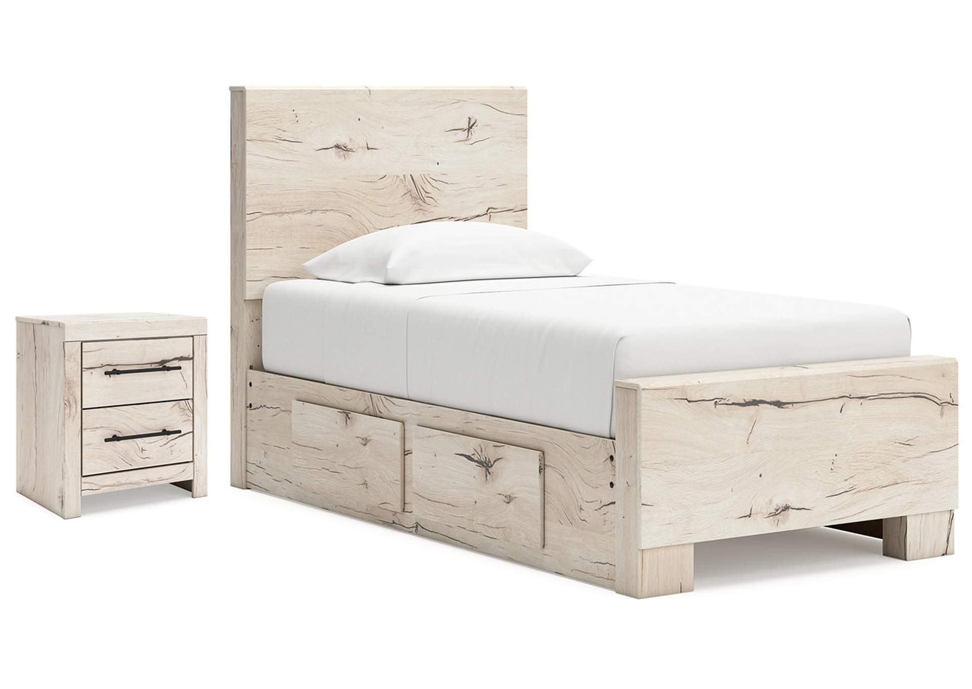 Lawroy Twin Panel Bed with Storage and Nightstand image 1