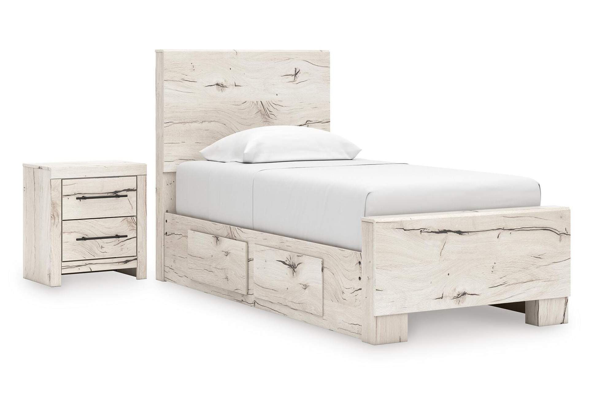 Lawroy Twin Panel Bed with Storage and Nightstand image 1