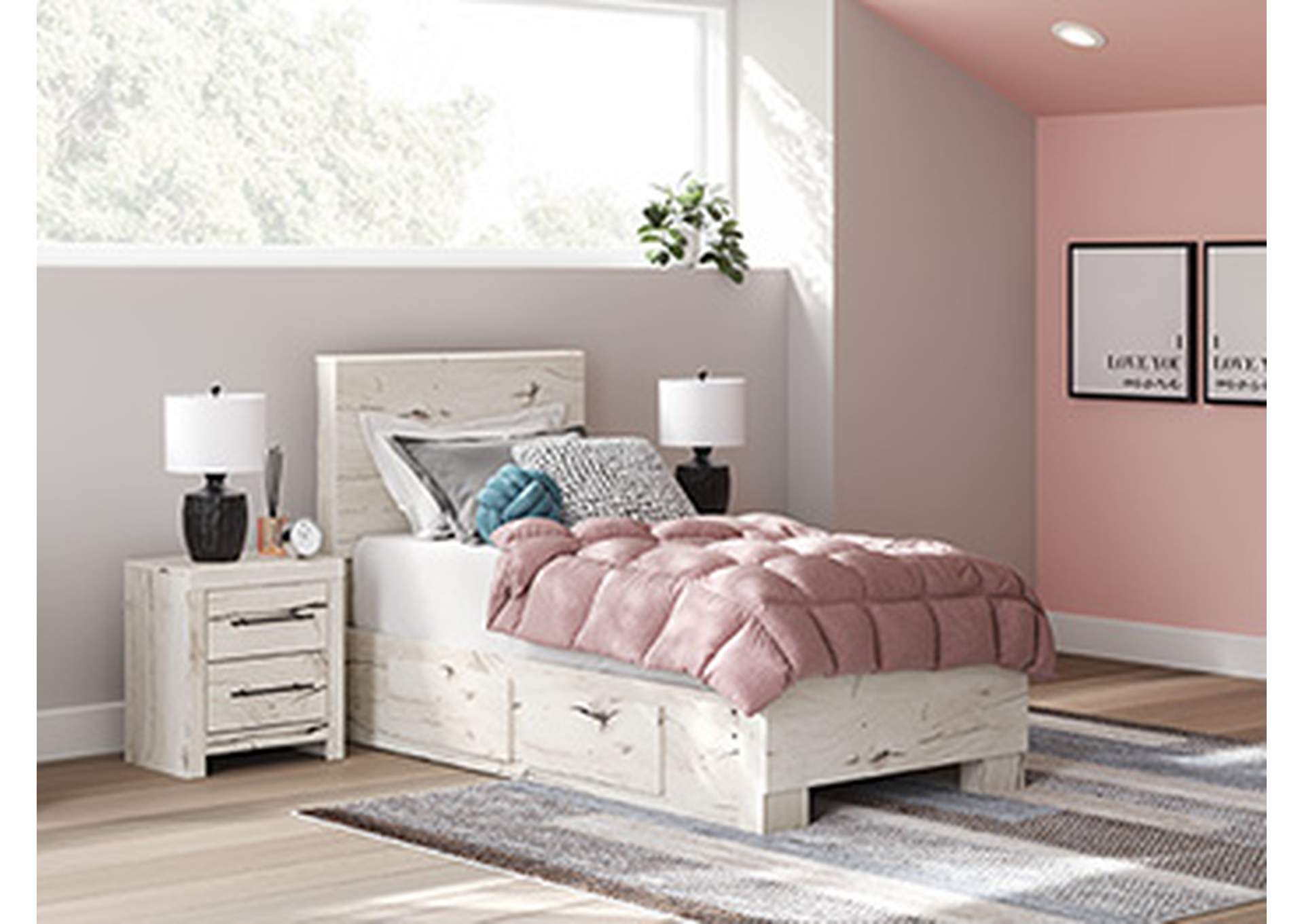 Lawroy Twin Panel Bed with Storage and Nightstand image 7