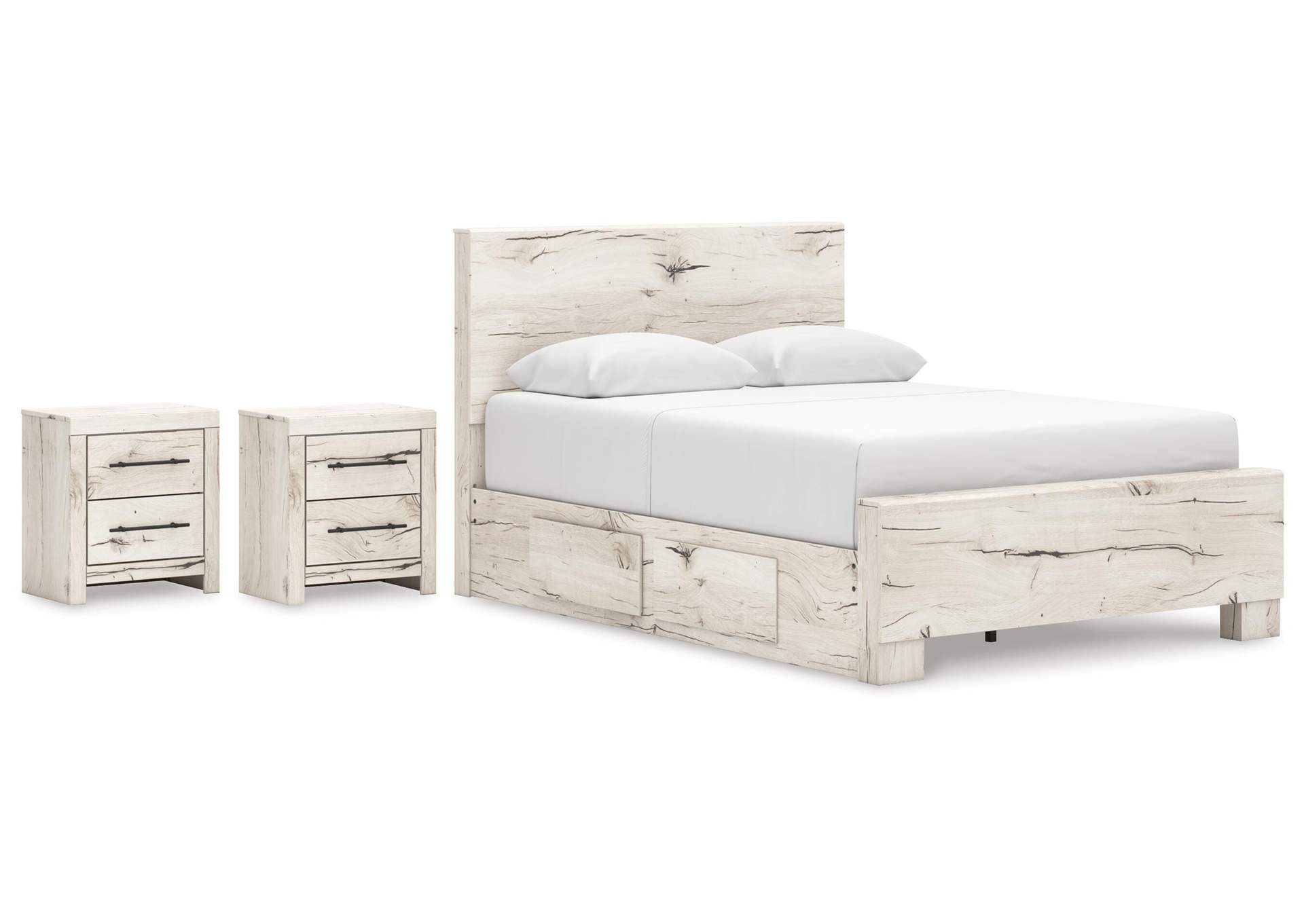Lawroy Queen Panel Bed with Storage and 2 Nightstands image 1