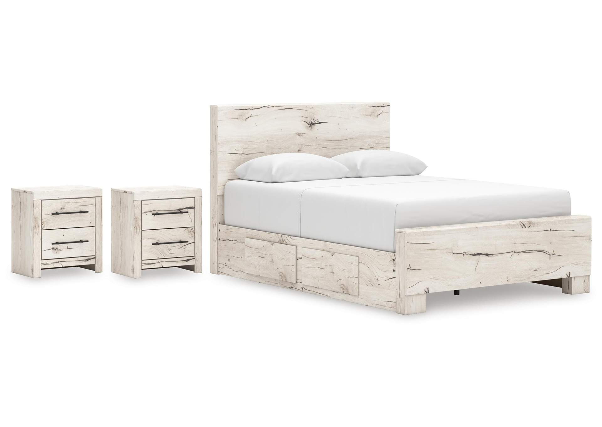 Lawroy Queen Panel Bed with Storage and 2 Nightstands image 1