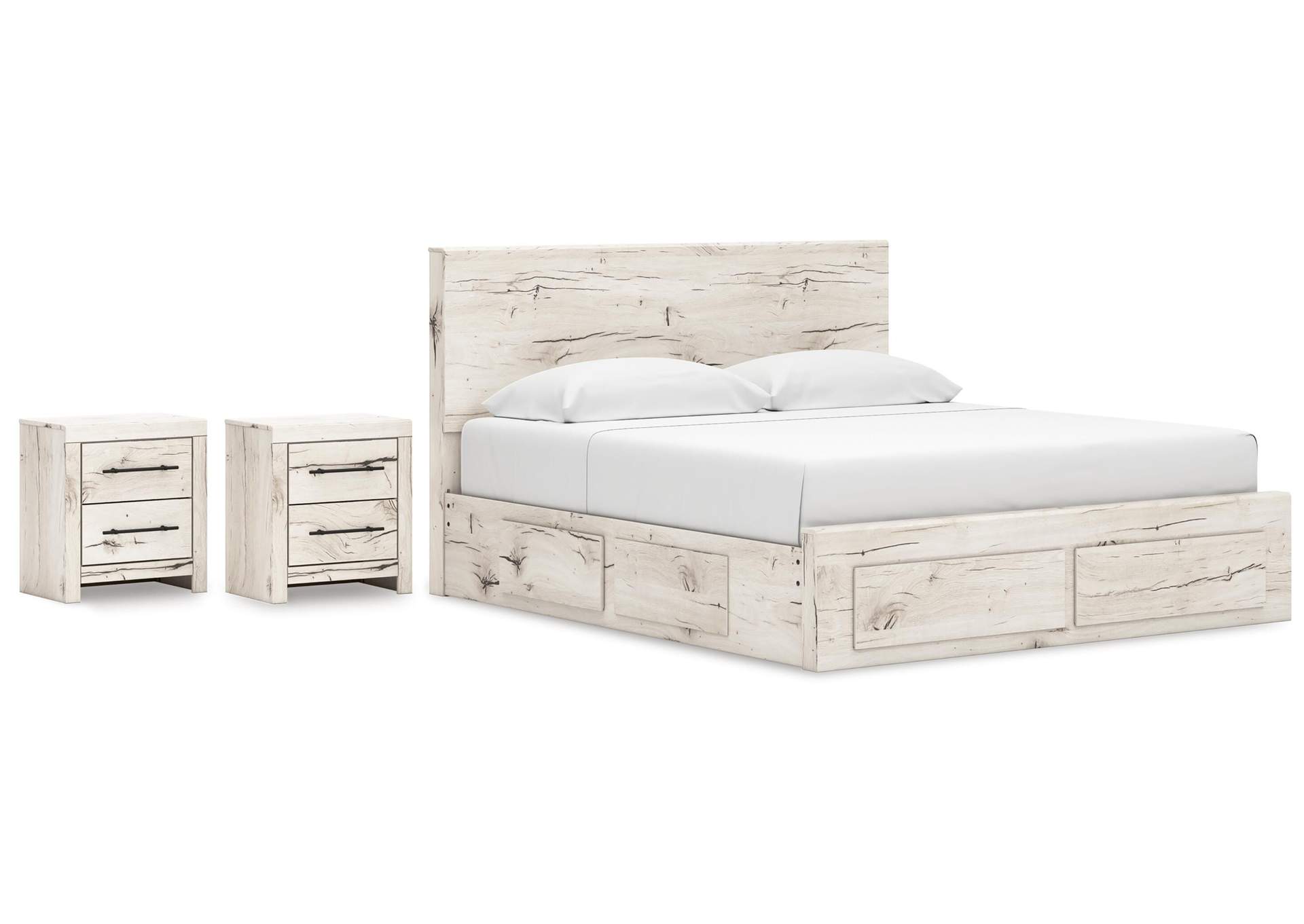 Lawroy King Panel Storage Bed and 2 Nightstands image 1