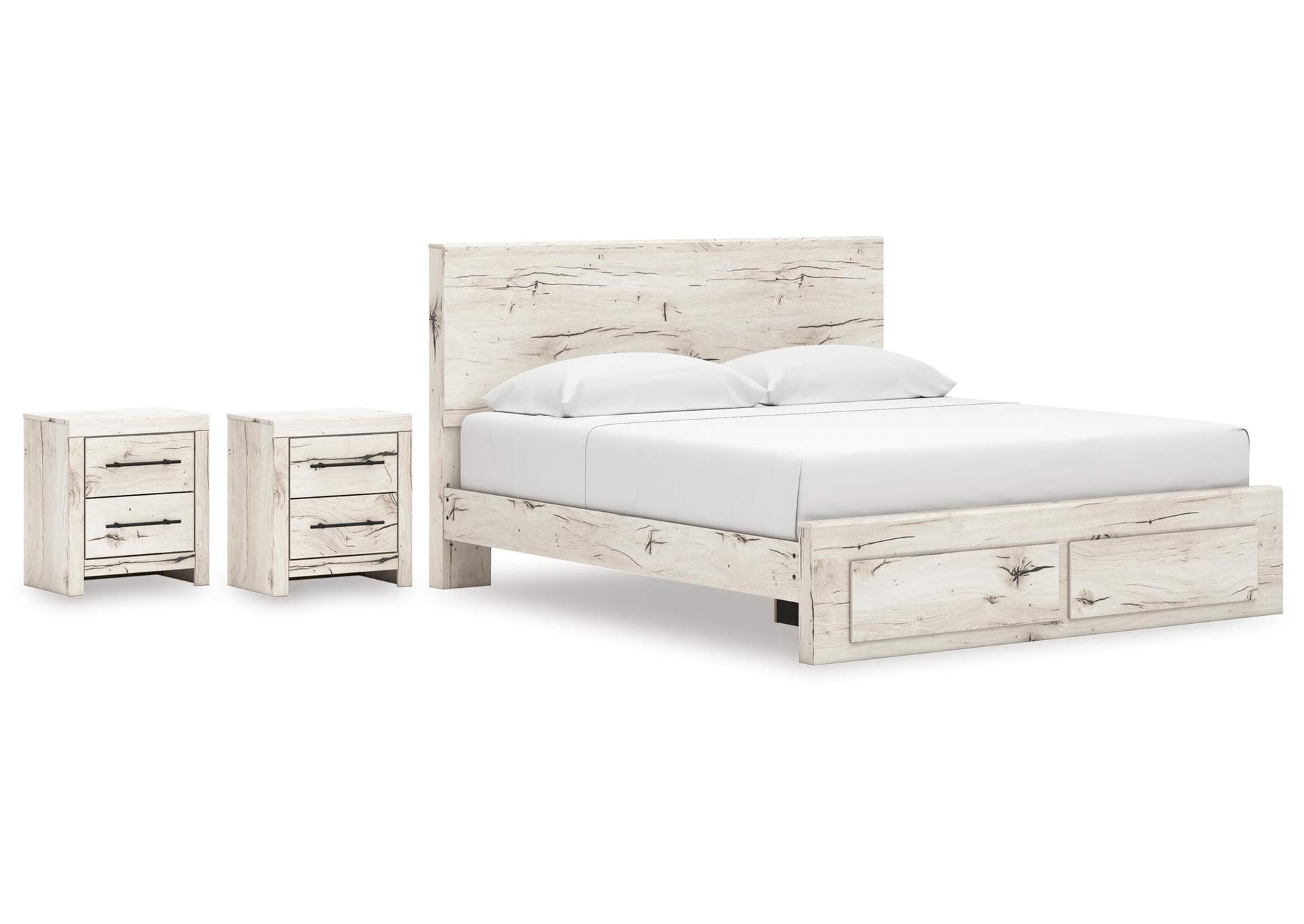 Lawroy King Panel Storage Bed and 2 Nightstands image 1