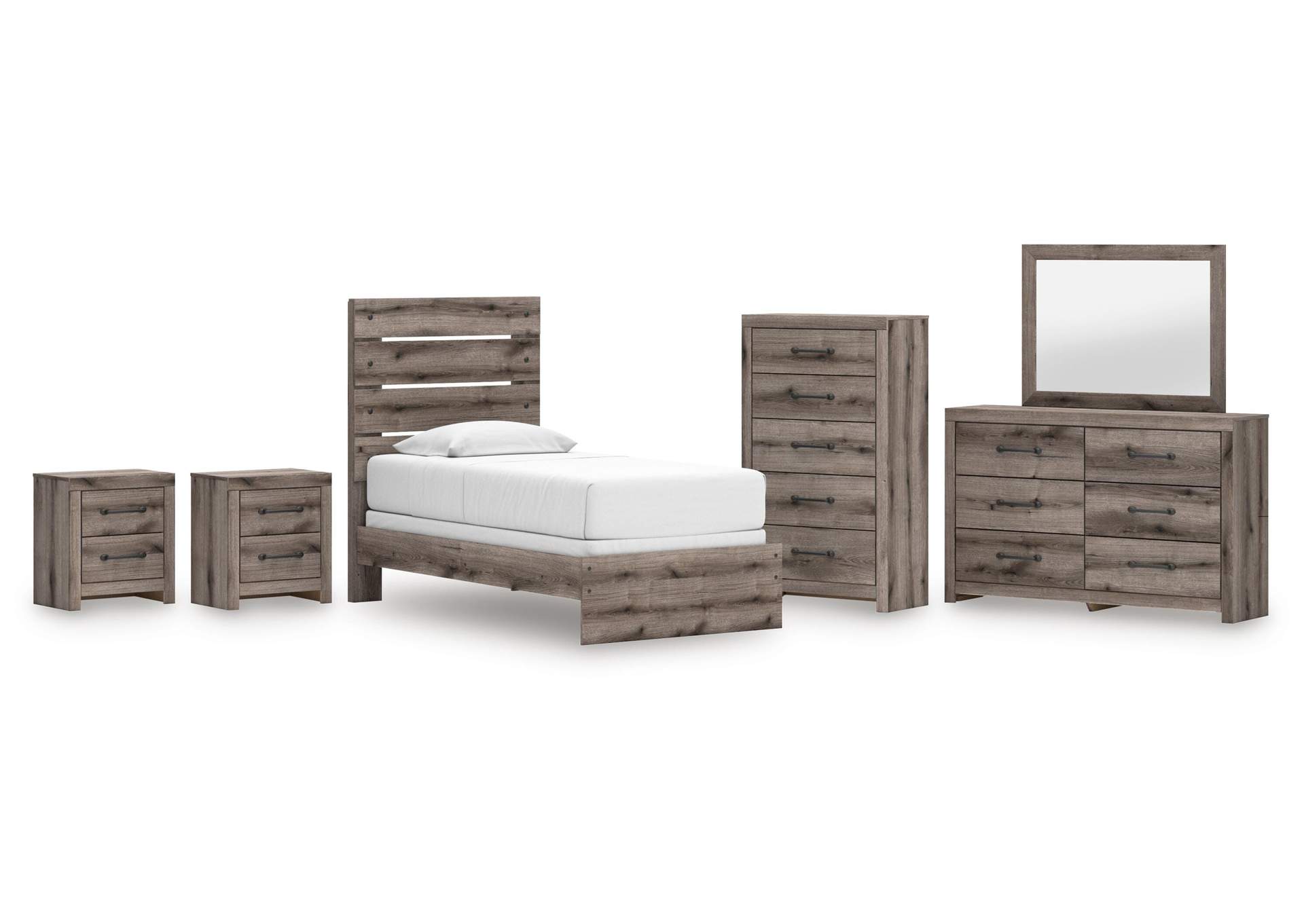 Urbanoore Twin Panel Bed, Dresser, Mirror, Chest and 2 Nightstands image 1