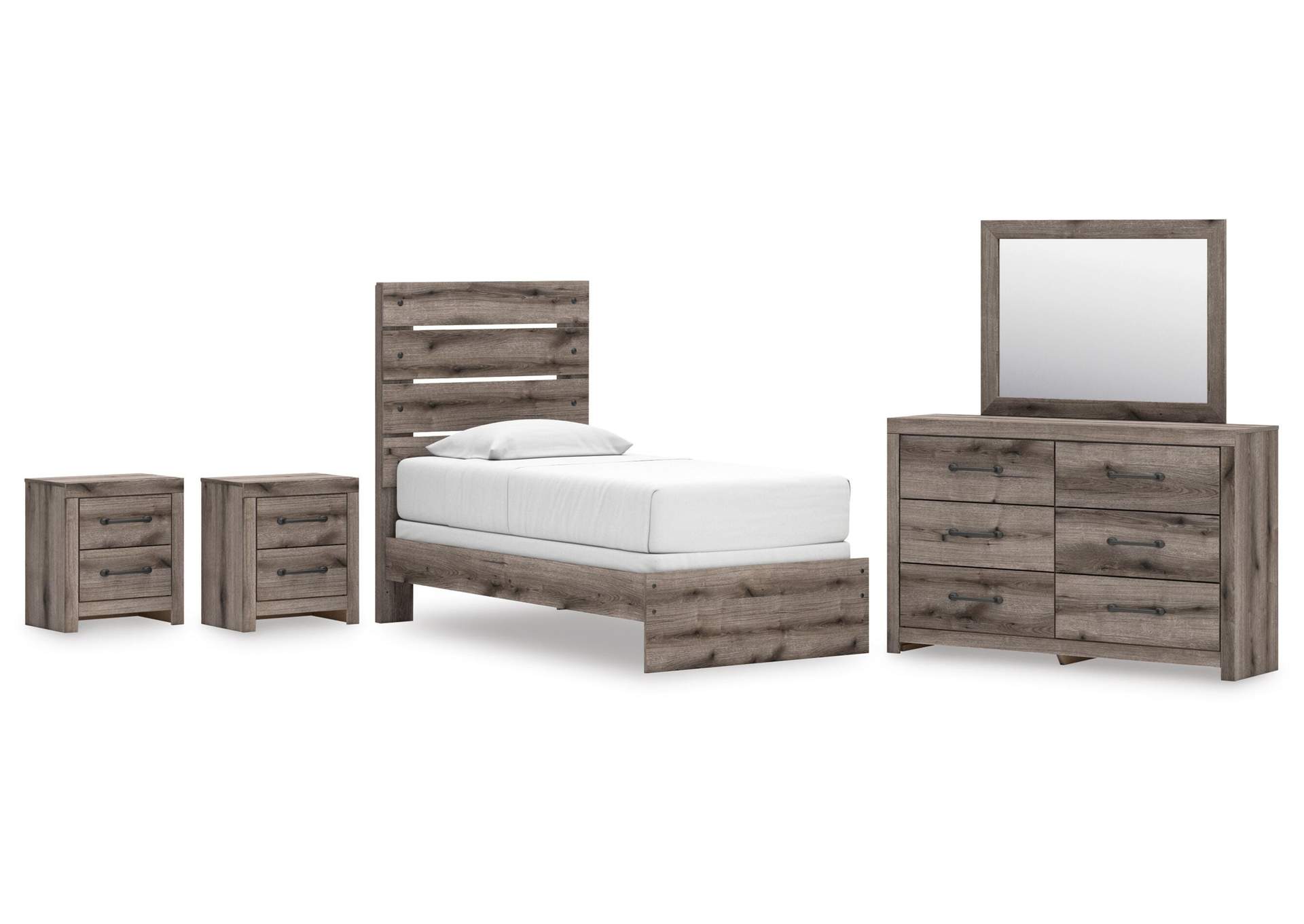 Urbanoore Twin Panel Bed, Dresser, Mirror and 2 Nightstands image 1