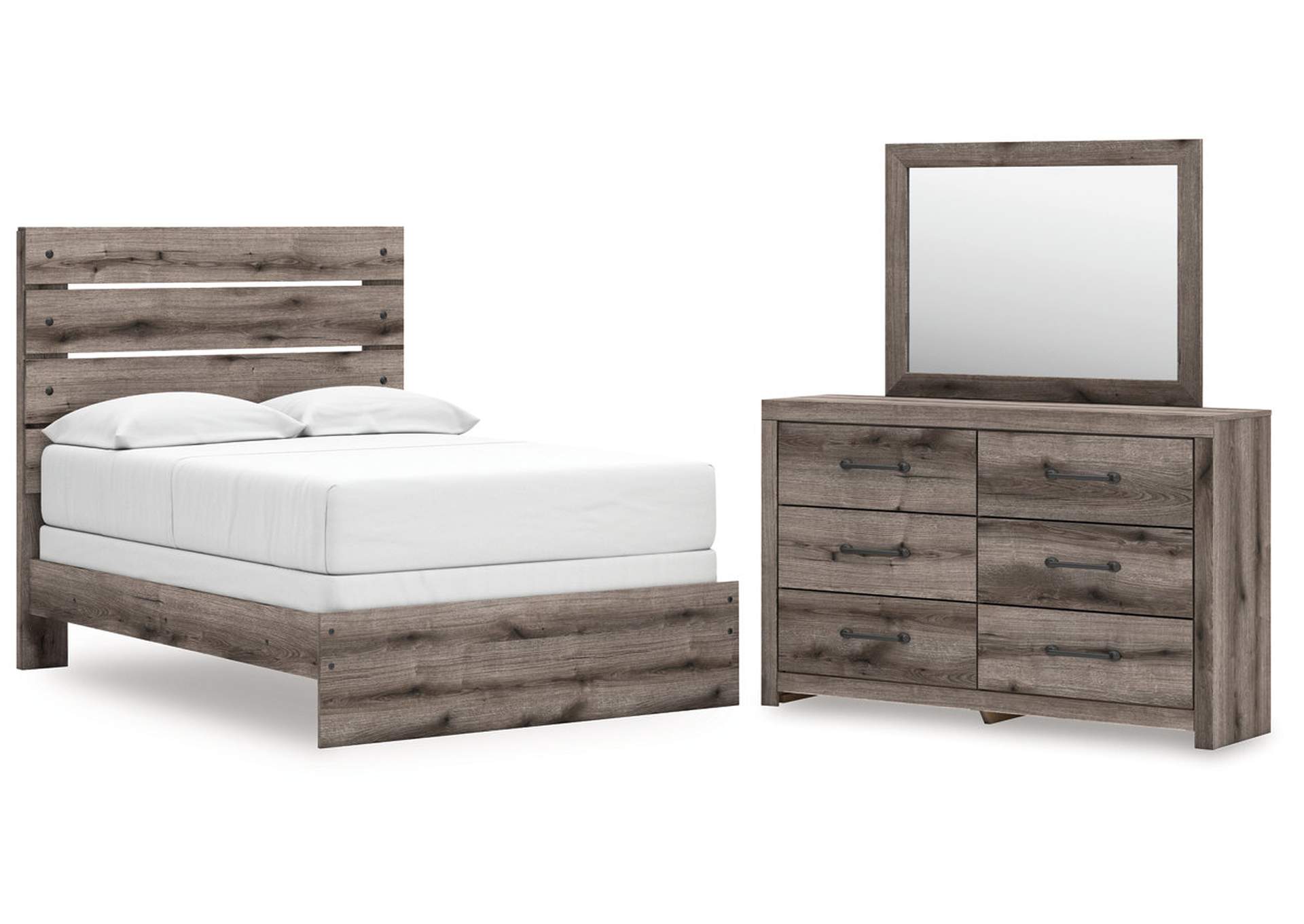 Urbanoore Full Panel Bed with Mirrored Dresser image 1