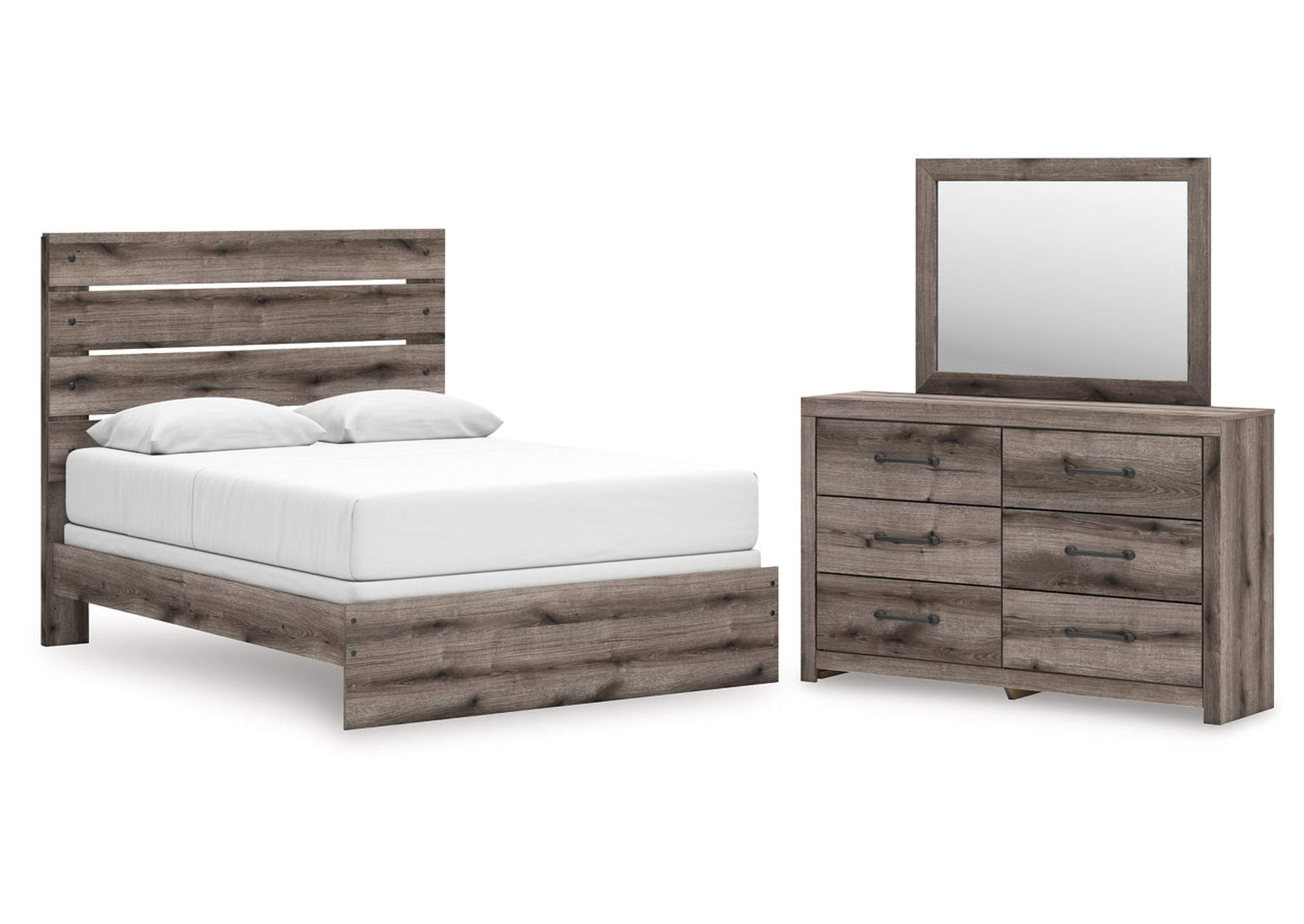Urbanoore Queen Panel Bed with Mirrored Dresser image 1