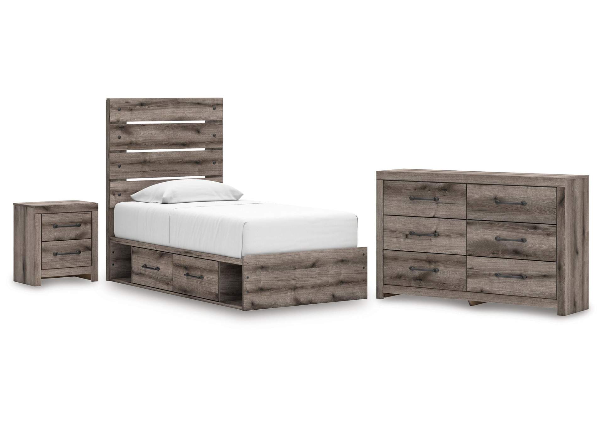 Urbanoore Twin Panel Bed with Storage, Dresser and Nightstand image 1