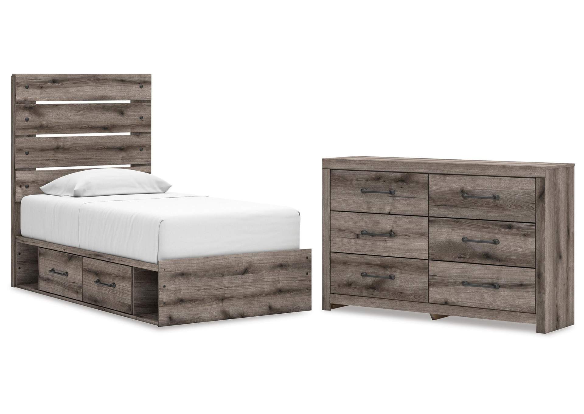 Urbanoore Twin Panel Bed with Storage and Dresser image 1