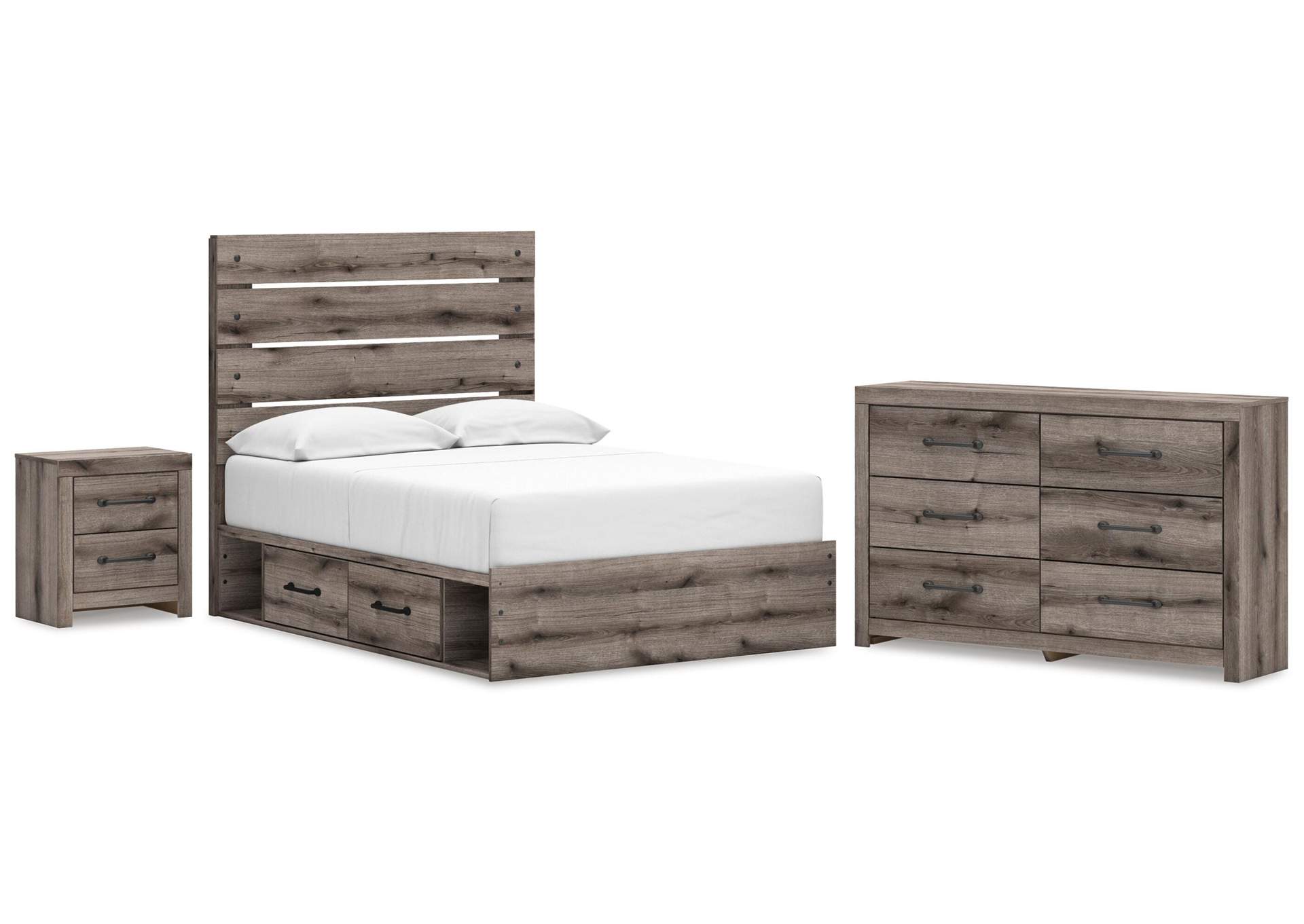 Urbanoore Full Panel Bed with Storage, Dresser and Nightstand image 1