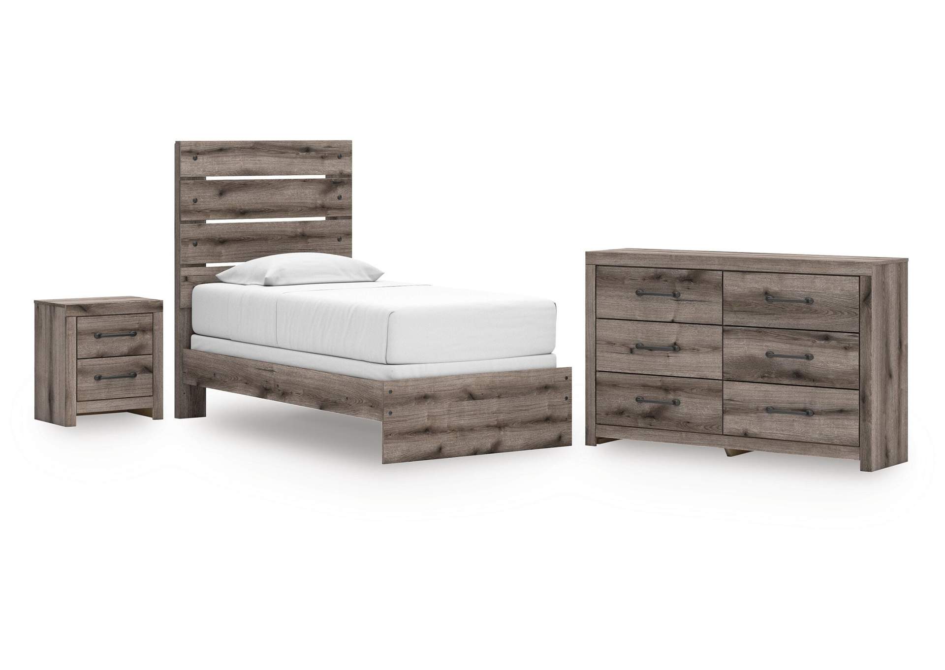 Urbanoore Twin Panel Bed, Dresser and Nightstand image 1
