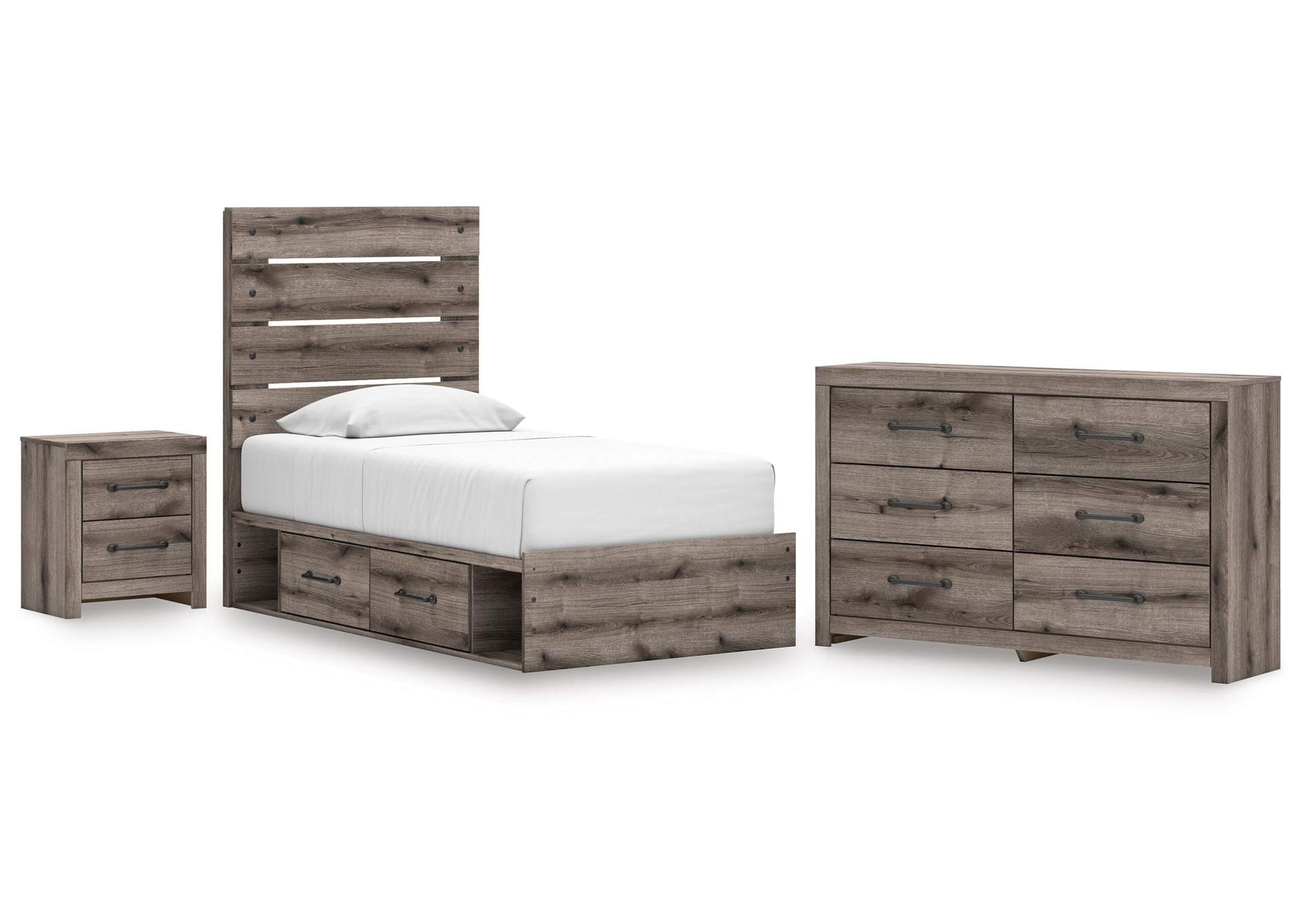 Urbanoore Twin Panel Storage Bed, Dresser and Nightstand image 1