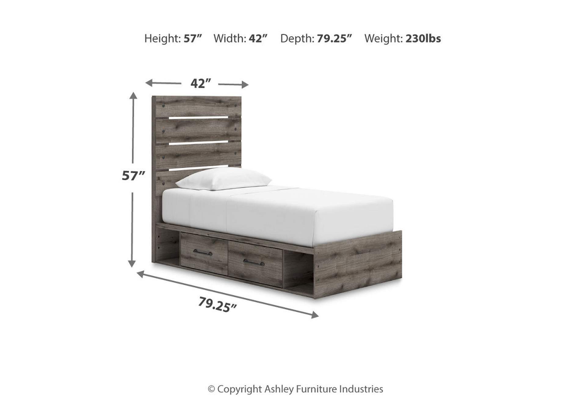 Urbanoore Twin Panel Bed with Storage with Mirrored Dresser image 12