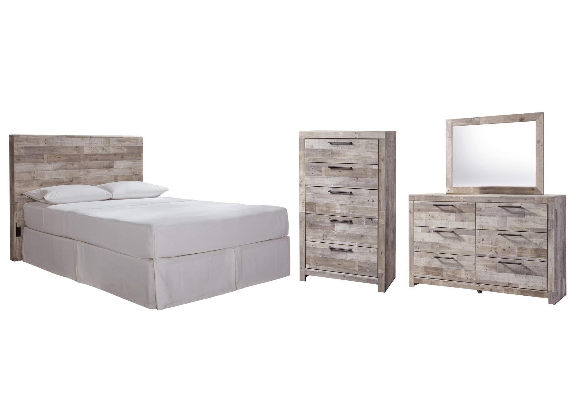 Effie Queen/Full Panel Headboard Bed with Mirrored Dresser and Chest image 1