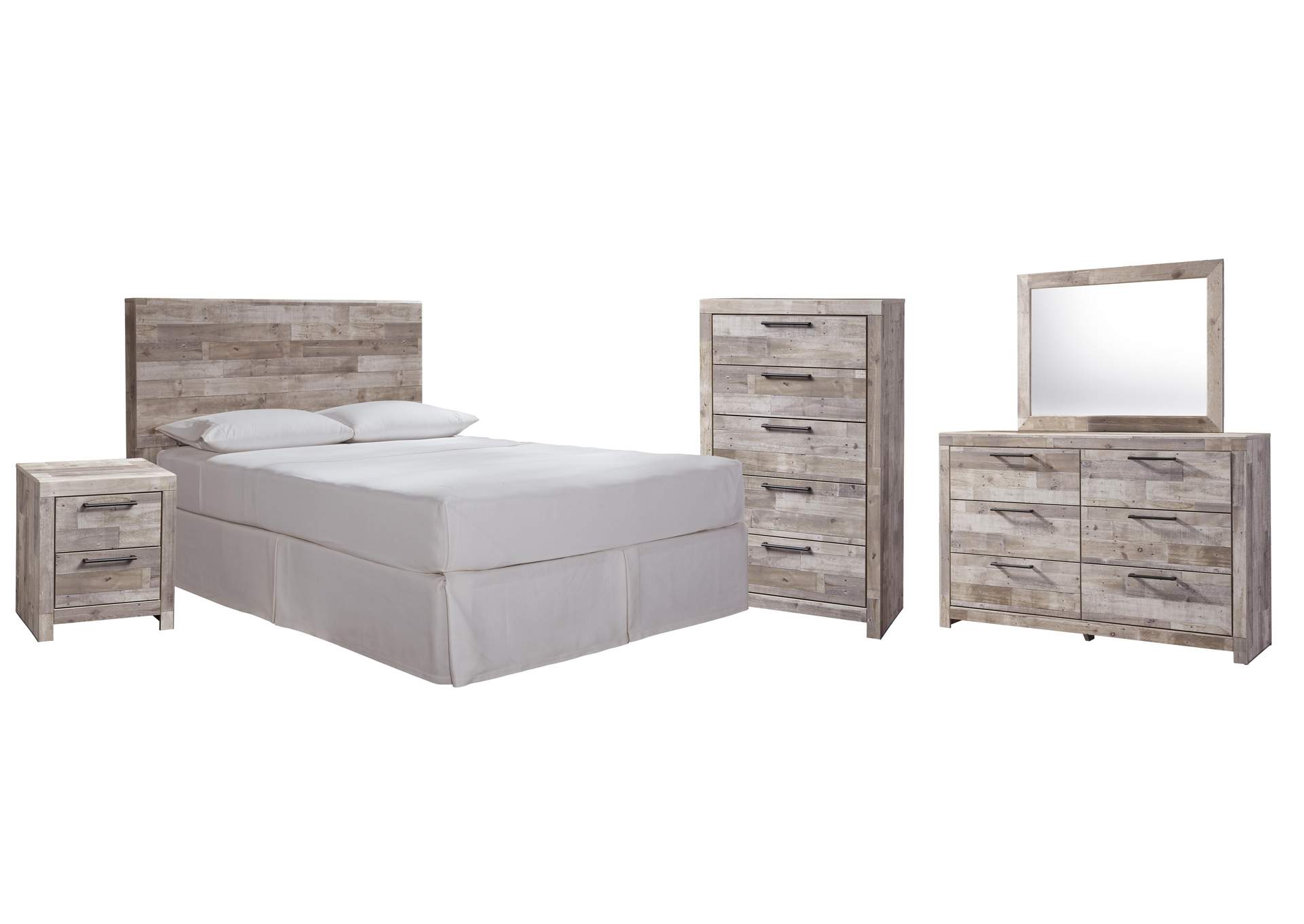 Effie Queen/Full Panel Headboard Bed with Mirrored Dresser, Chest and Nightstand image 1