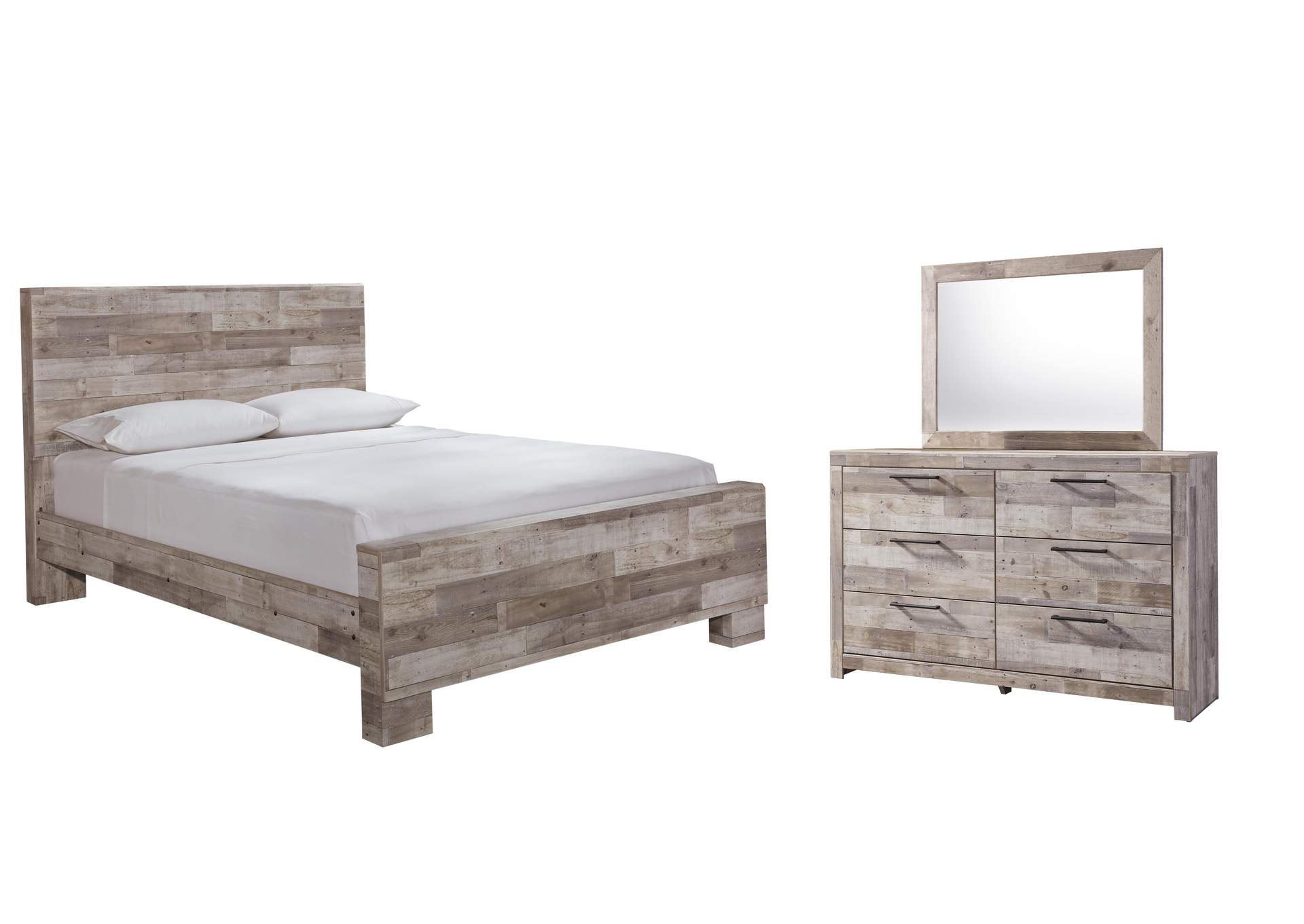Effie Queen Panel Bed with Mirrored Dresser image 1