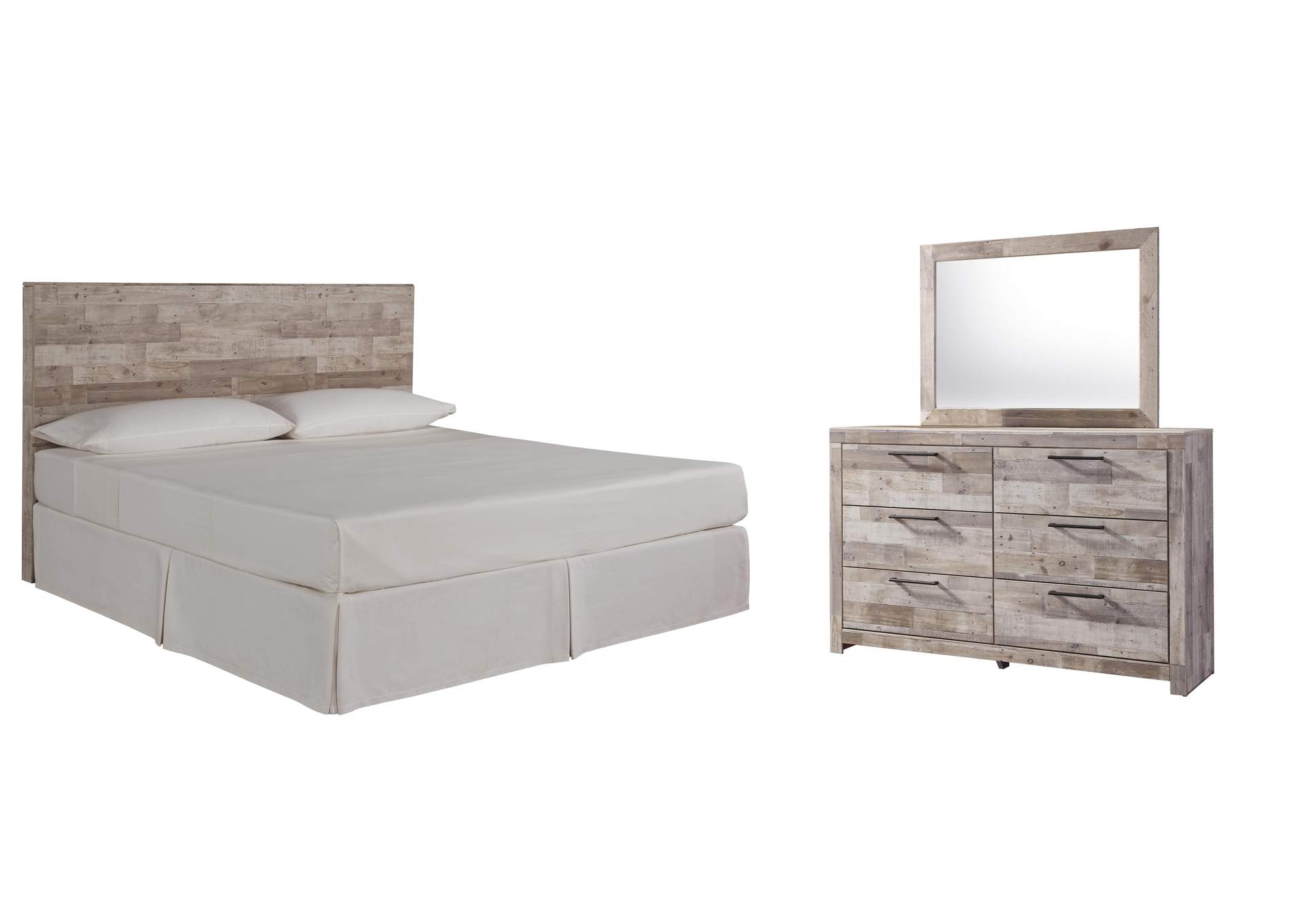 Effie King Panel Headboard Bed with Mirrored Dresser image 1