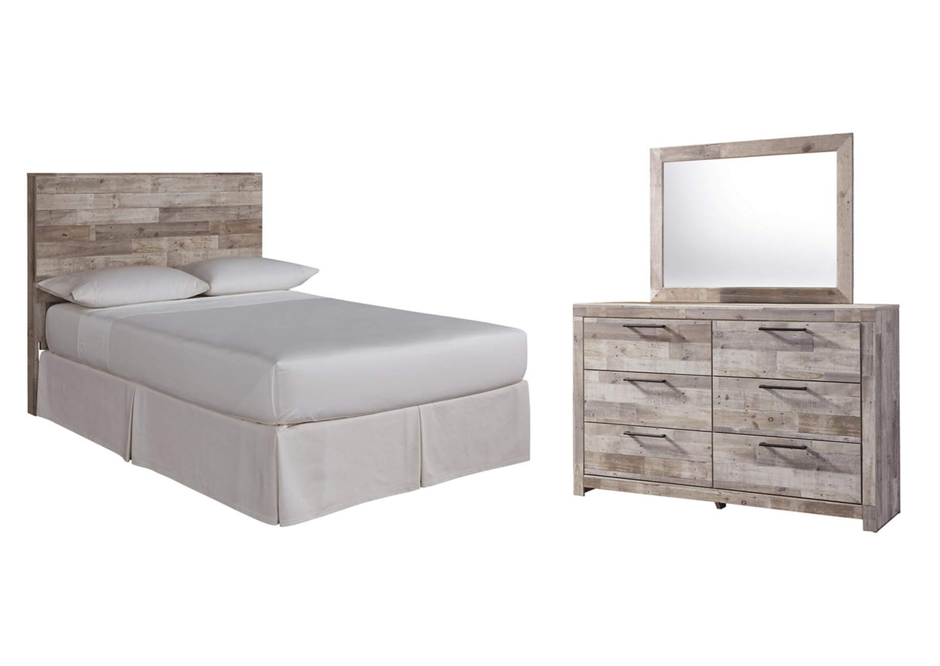 Effie Full Panel Headboard Bed with Mirrored Dresser