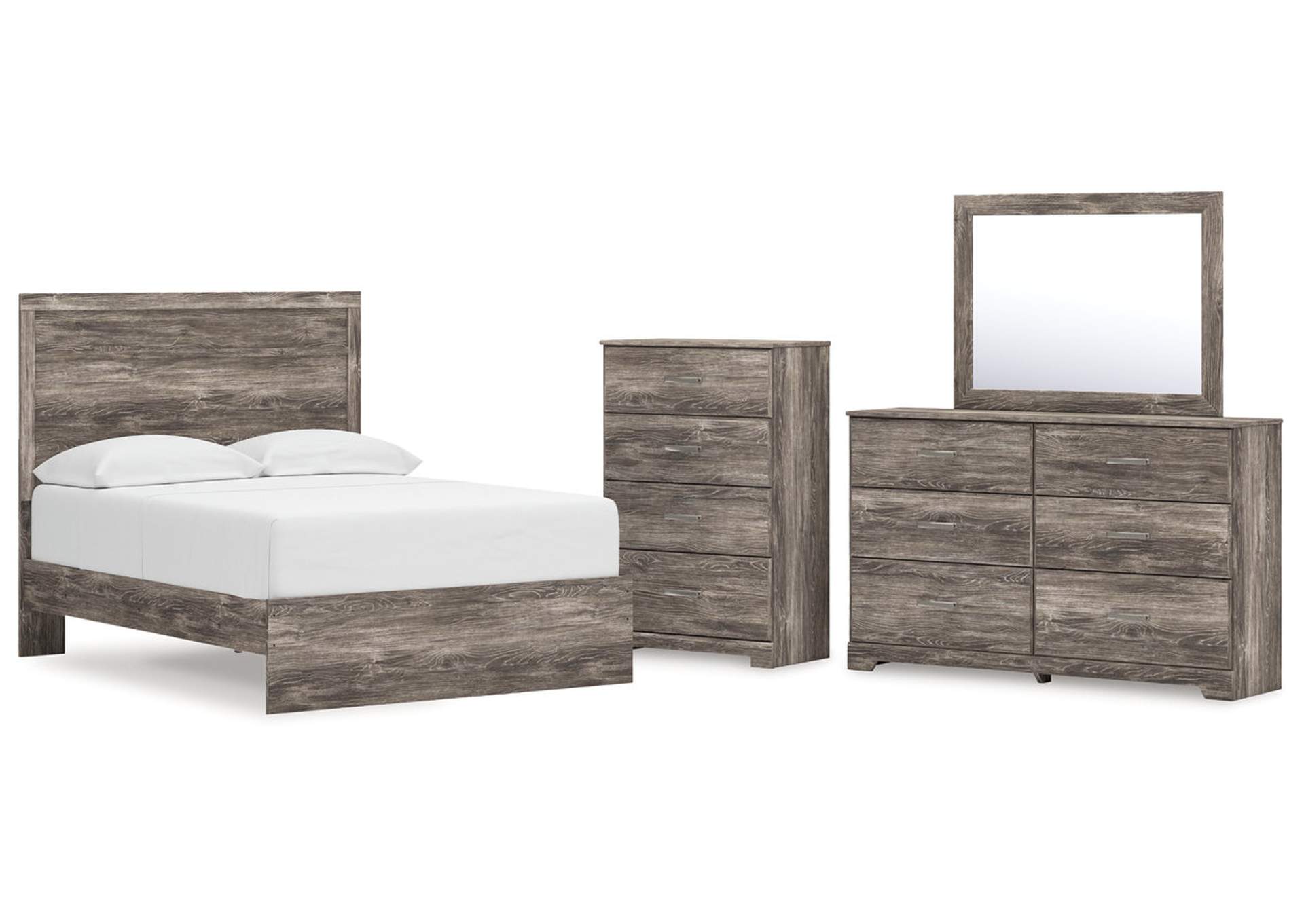 Ralinksi Full Panel Bed with Mirrored Dresser and Chest image 1