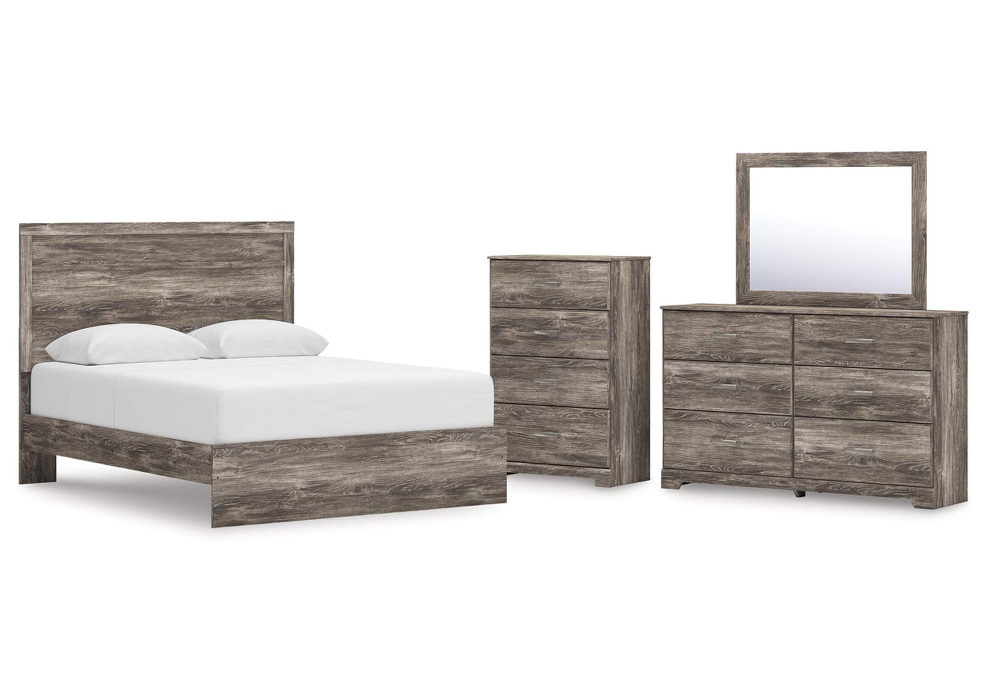 Ralinksi Queen Panel Bed with Mirrored Dresser and Chest image 1