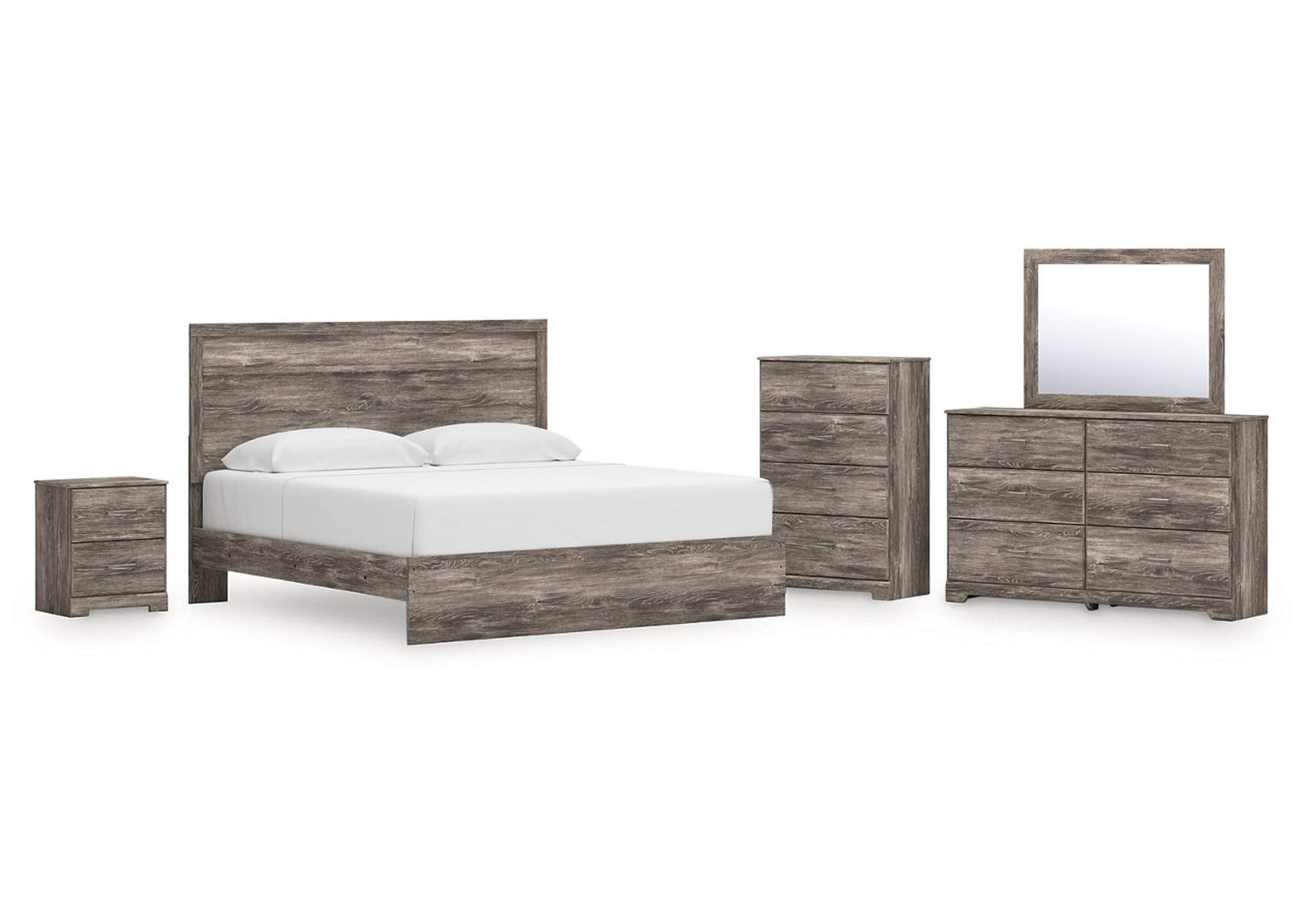 Ralinksi King Panel Bed with Mirrored Dresser, Chest and Nightstand image 1