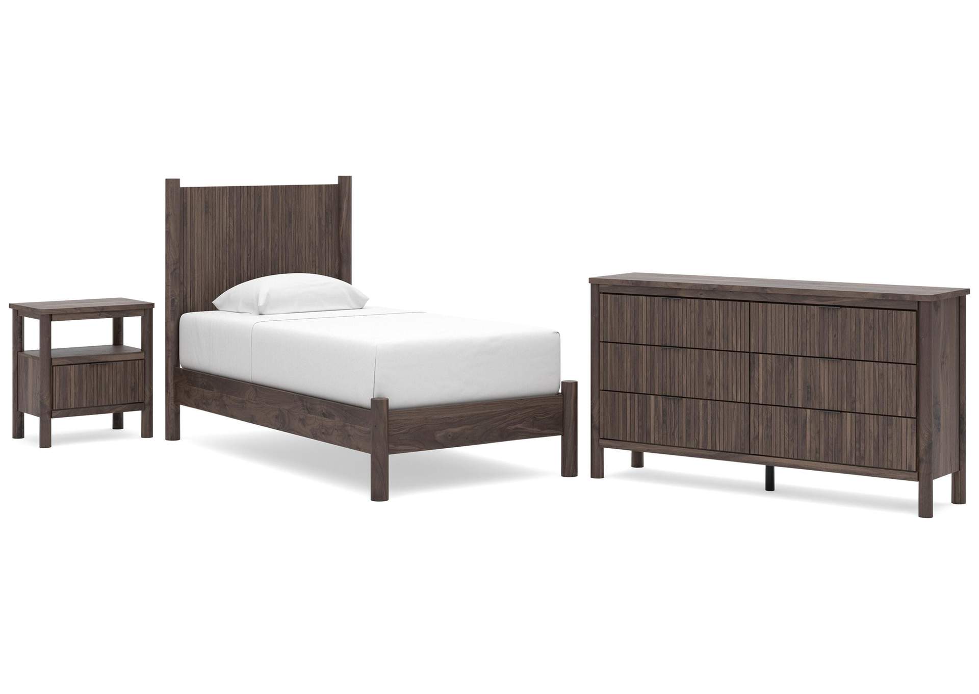 Cadmori Twin Panel Platform Bed, Dresser and Nightstand image 1
