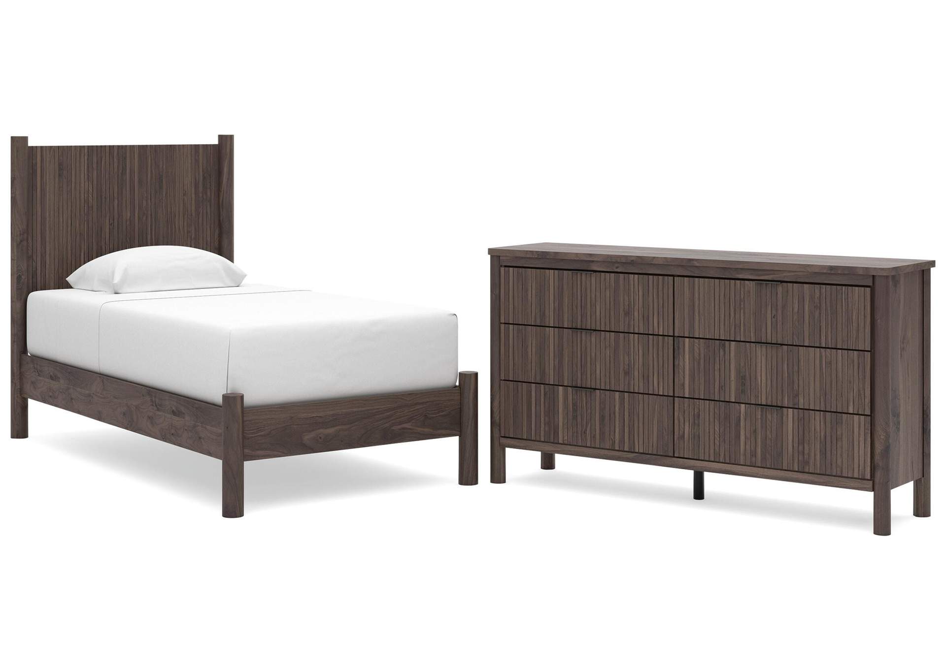 Cadmori Twin Panel Platform Bed and Dresser image 1