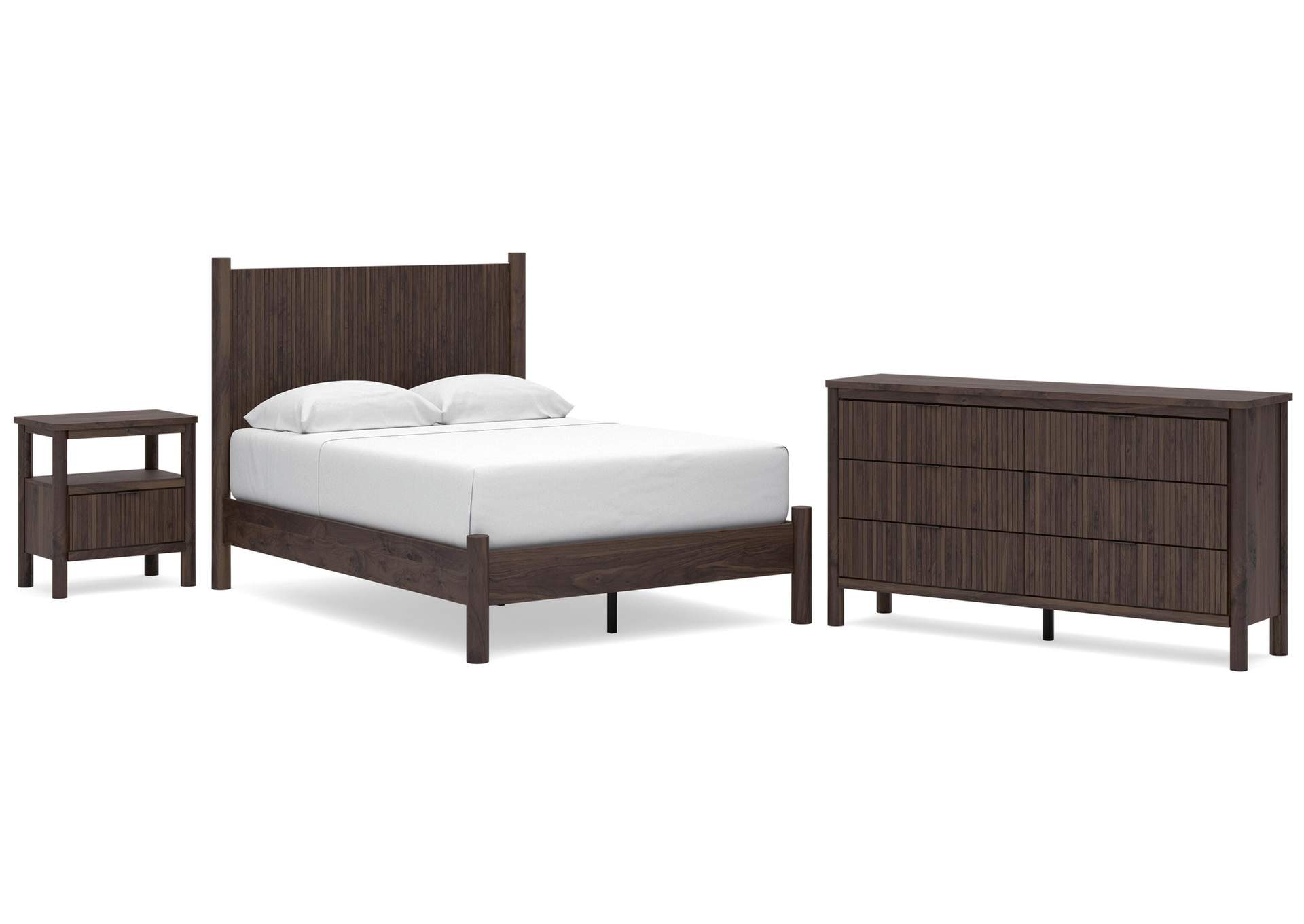 Cadmori Full Panel Platform Bed, Dresser and Nightstand image 1