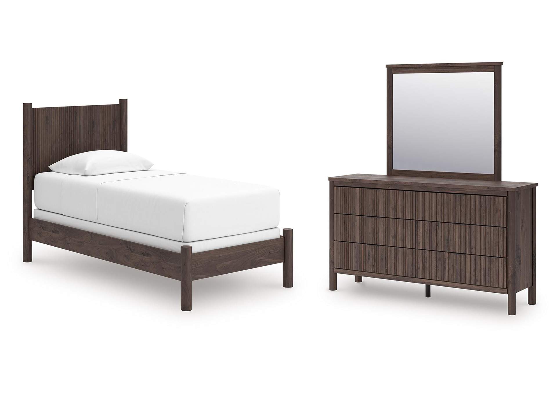 Pamytta Twin Panel Bed, Dresser and Mirror image 1