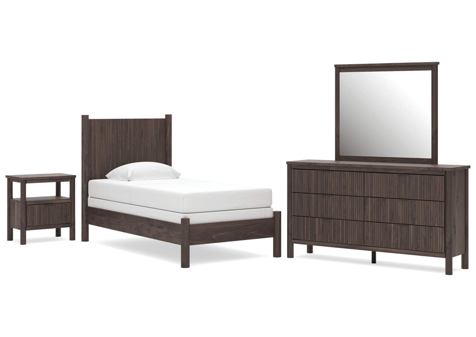 Cadmori Twin Panel Bed, Dresser, Mirror and Nightstand image 1