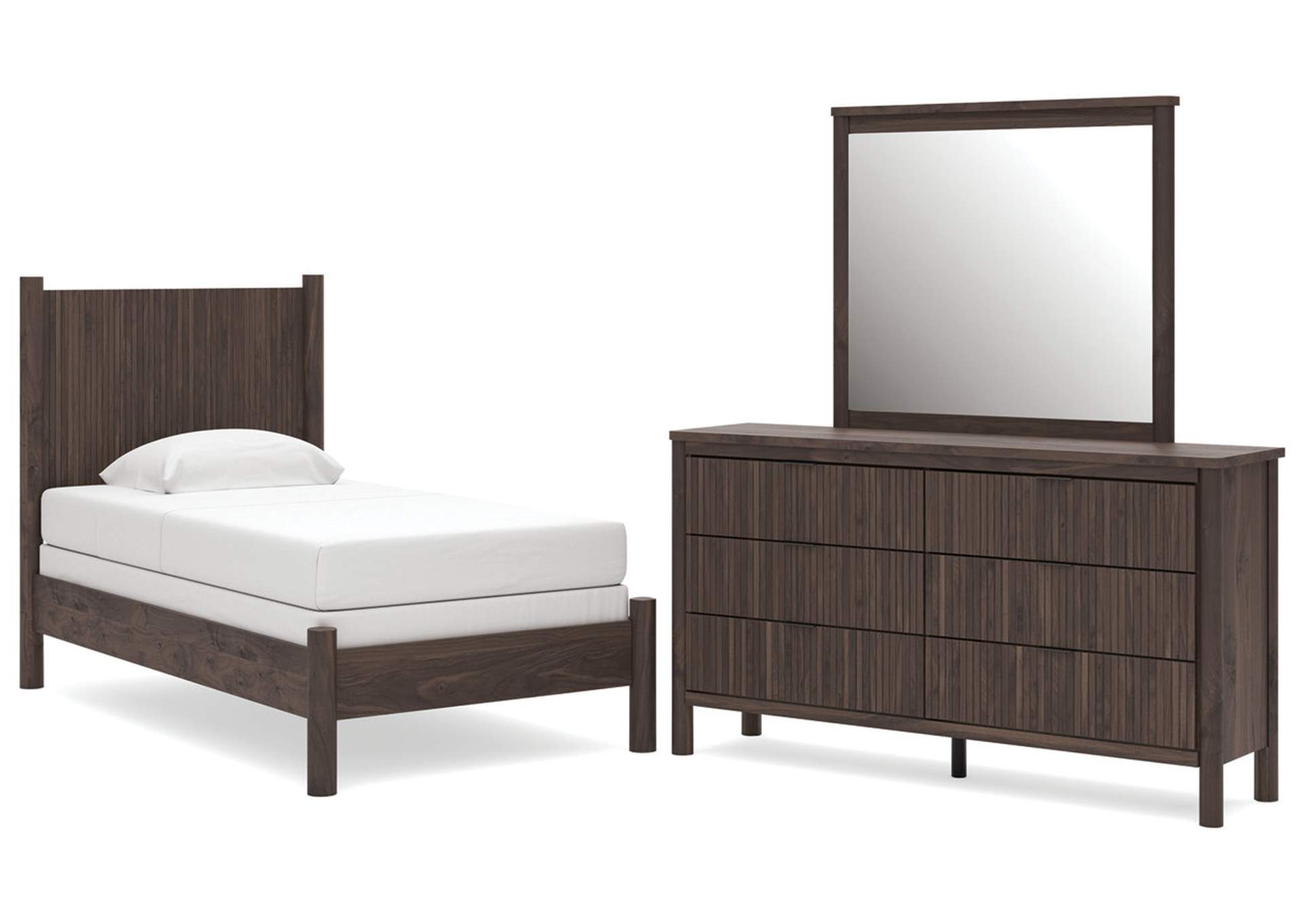 Cadmori Twin Panel Bed, Dresser and Mirror image 1