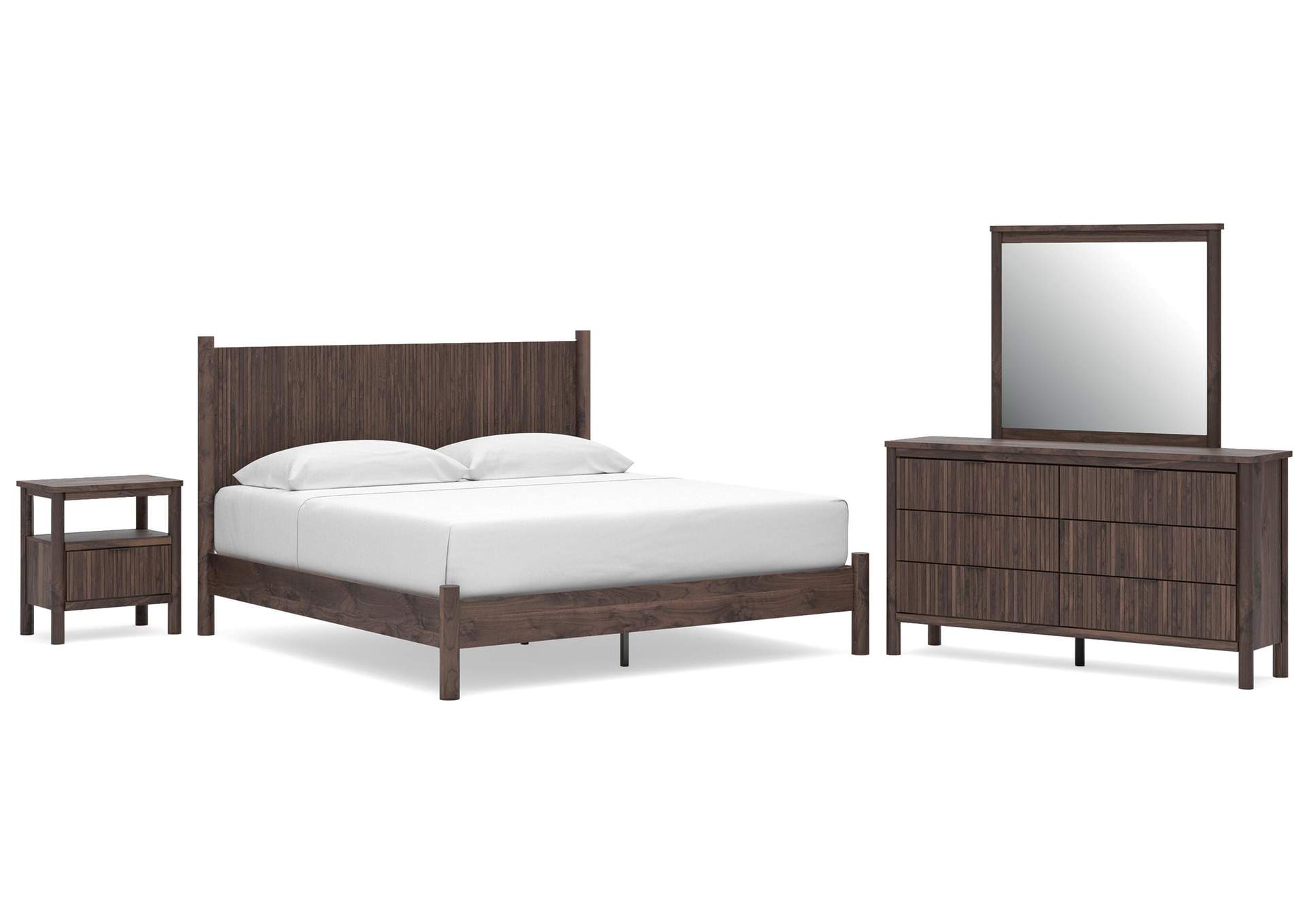 Cadmori King Panel Platform Bed, Dresser and Nightstand image 1