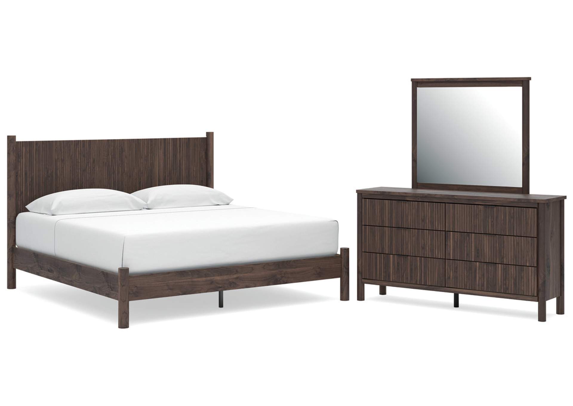Cadmori King Panel Platform Bed, Dresser and Mirror image 1