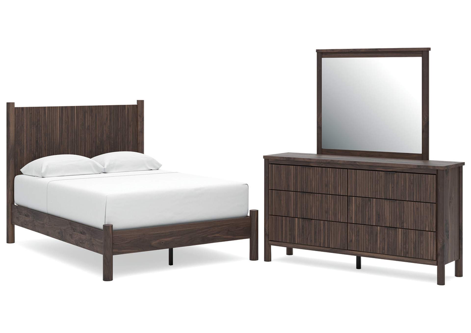 Cadmori Full Panel Platform Bed, Dresser and Mirror image 1