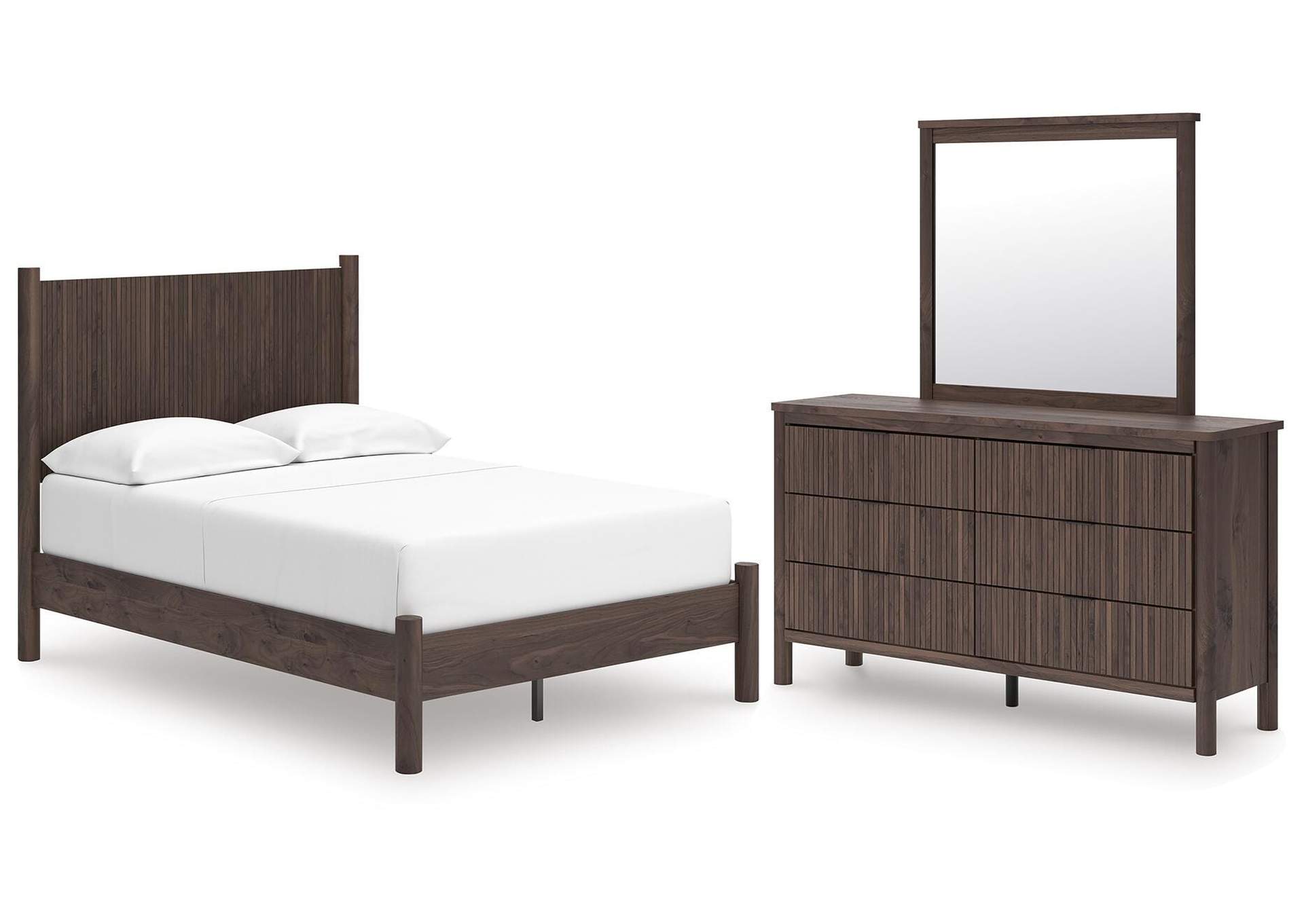 Pamytta Full Panel Platform Bed, Dresser and Mirror image 1