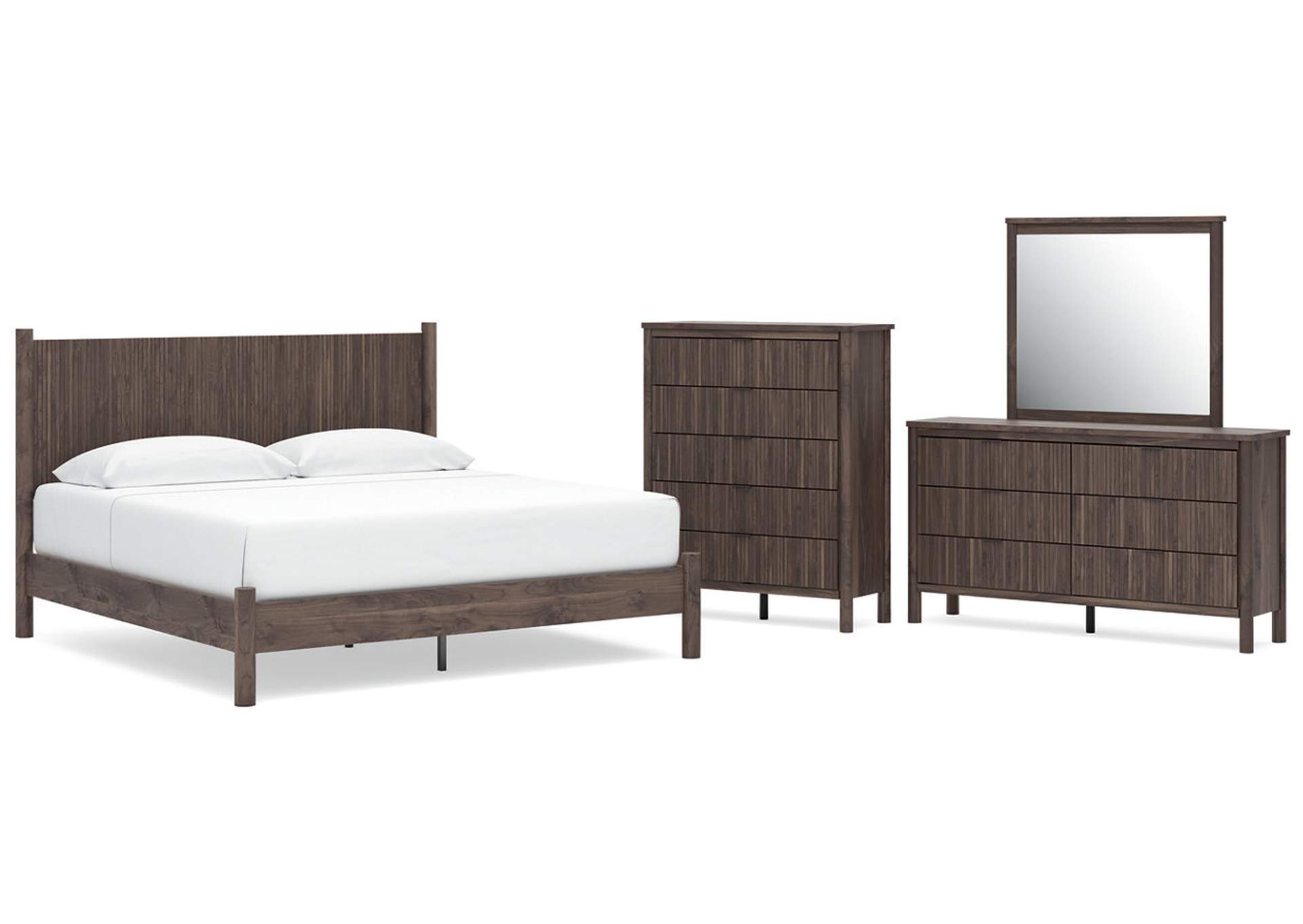 Cadmori King Panel Platform Bed, Dresser, Mirror and Chest image 1