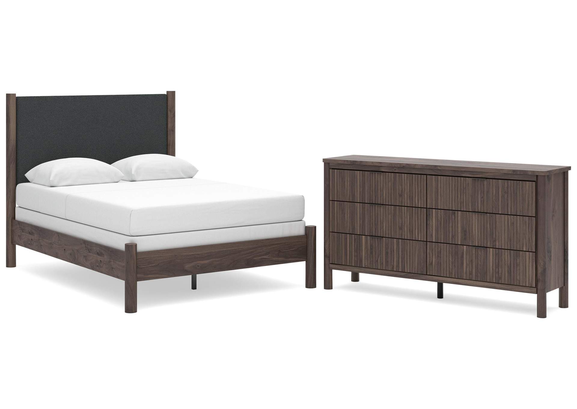 Cadmori Full Upholstered Panel Bed and Dresser image 1