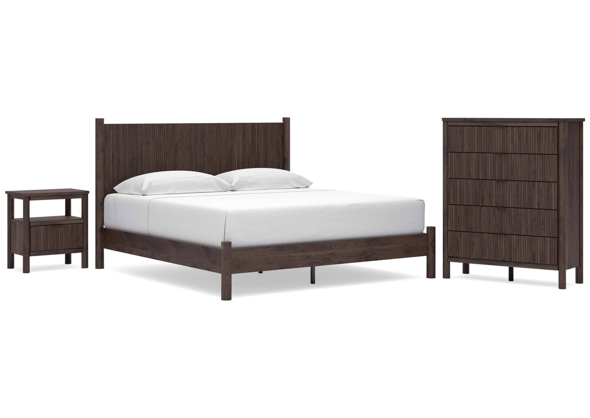 Cadmori King Panel Platform Bed, Chest and  Nightstand image 1
