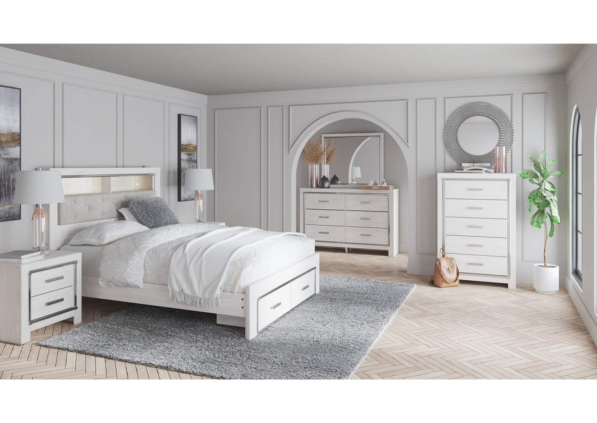 Altyra Queen Upholstered Bookcase Bed with Storage image 41