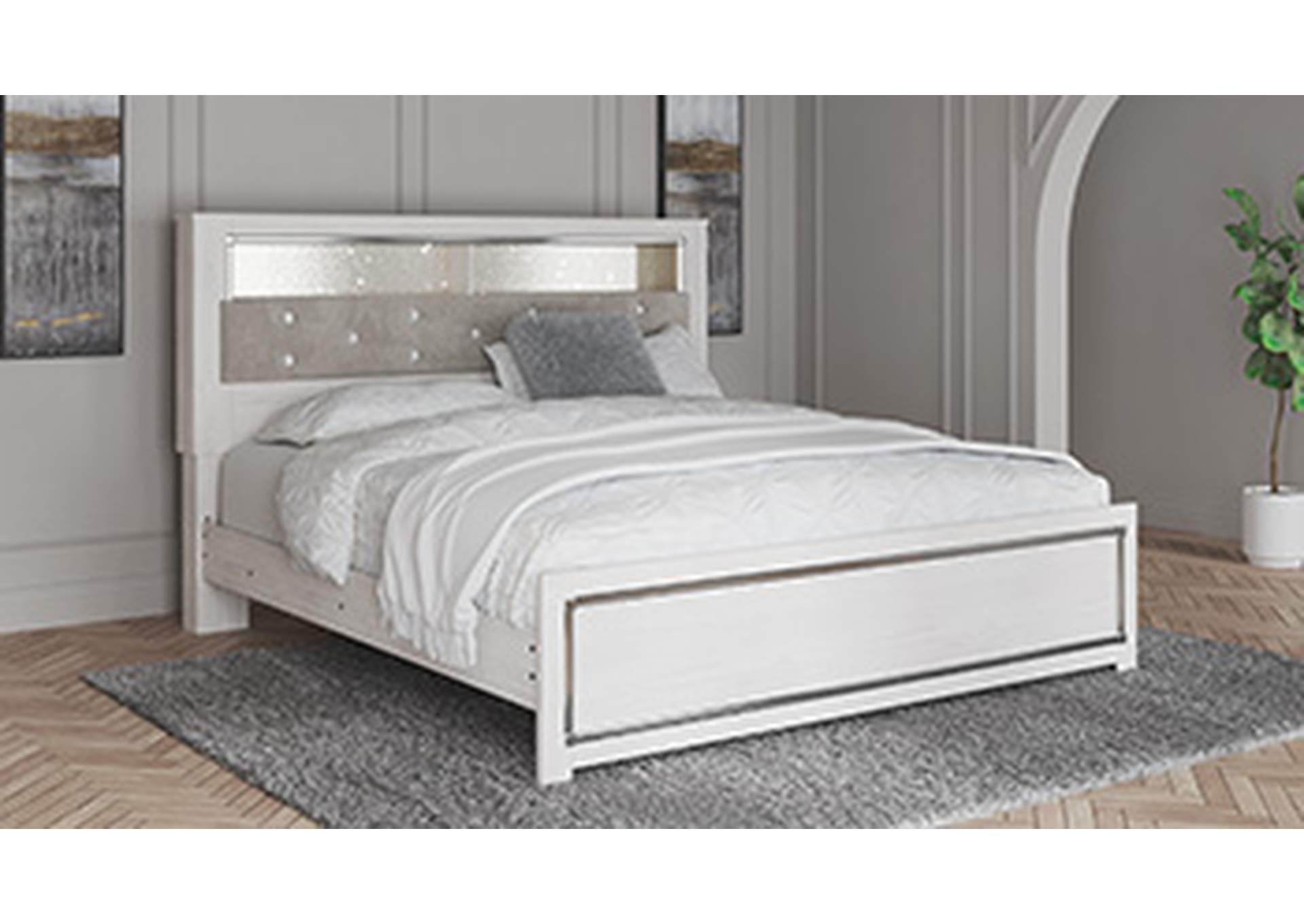 Altyra King Upholstered Panel Bookcase Headboard image 6