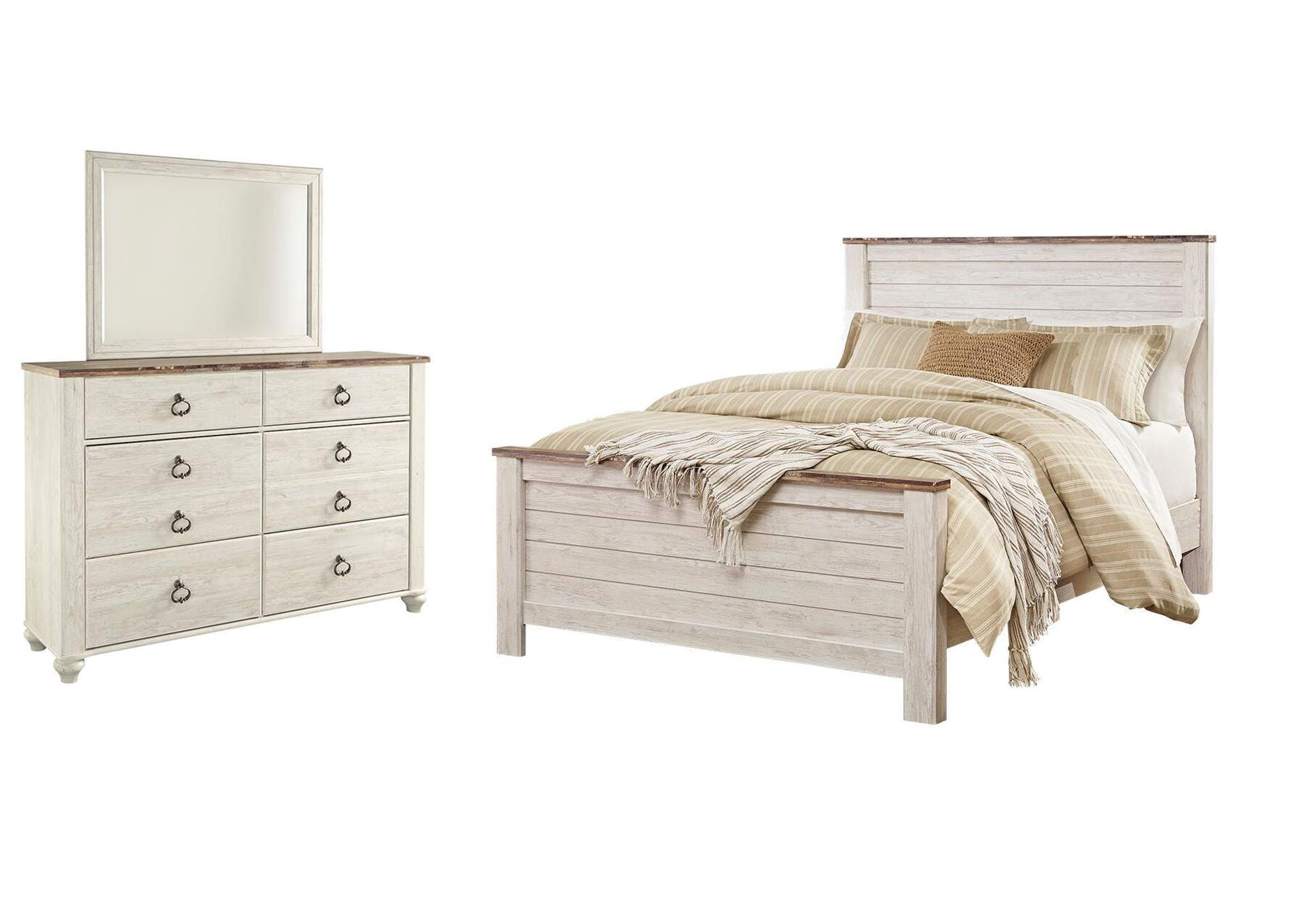 Willowton Queen Panel Bed with Mirrored Dresser image 3