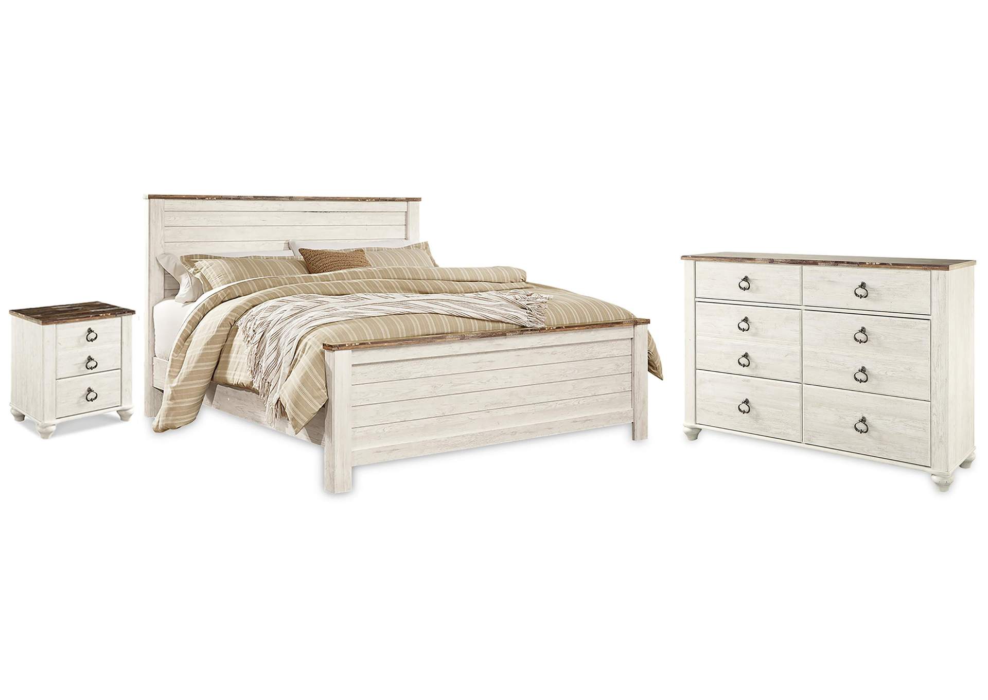 Willowton King Panel Bed with Dresser and Nightstand image 1