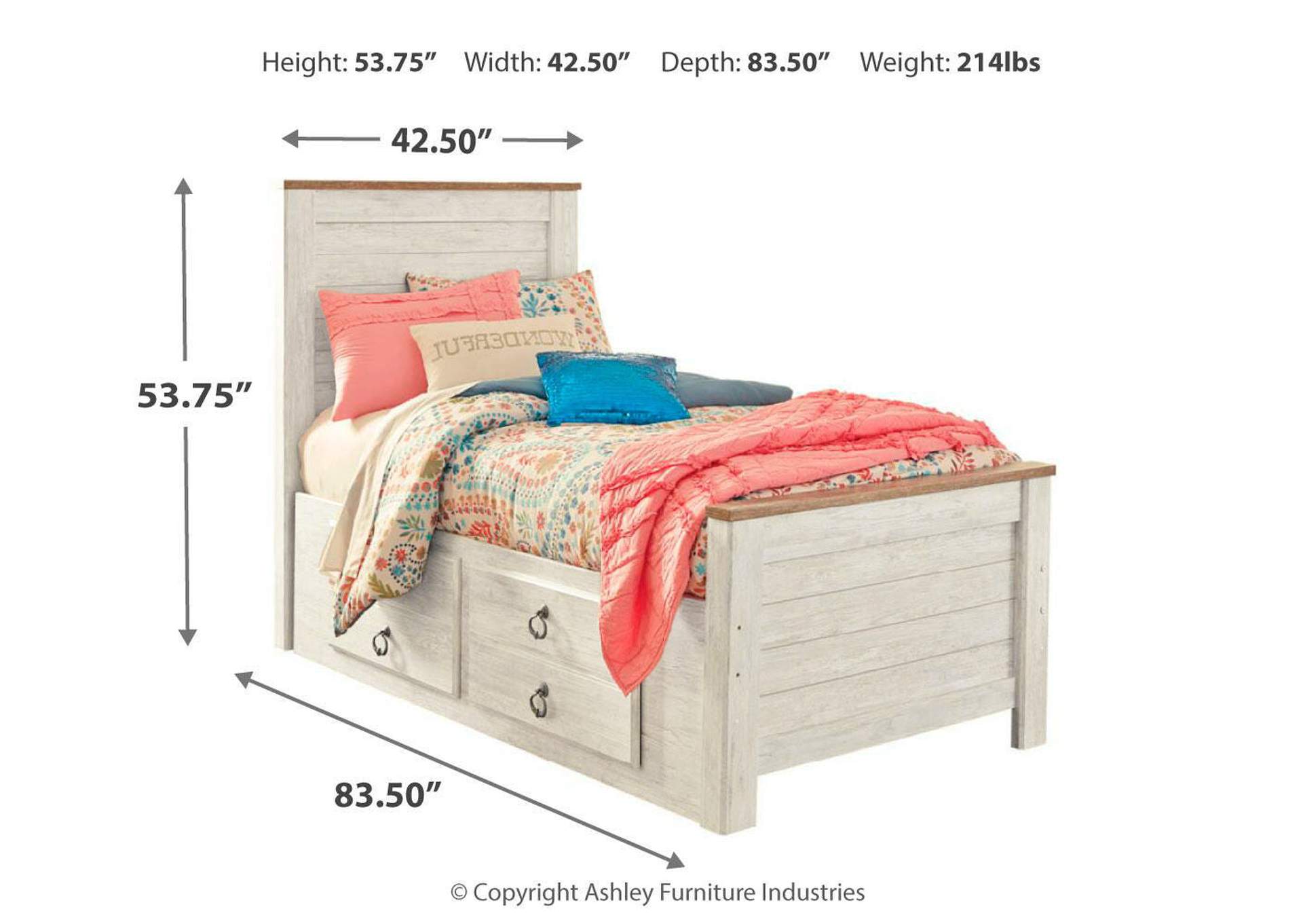Willowton Twin Panel Bed with 2 Storage Drawers image 6