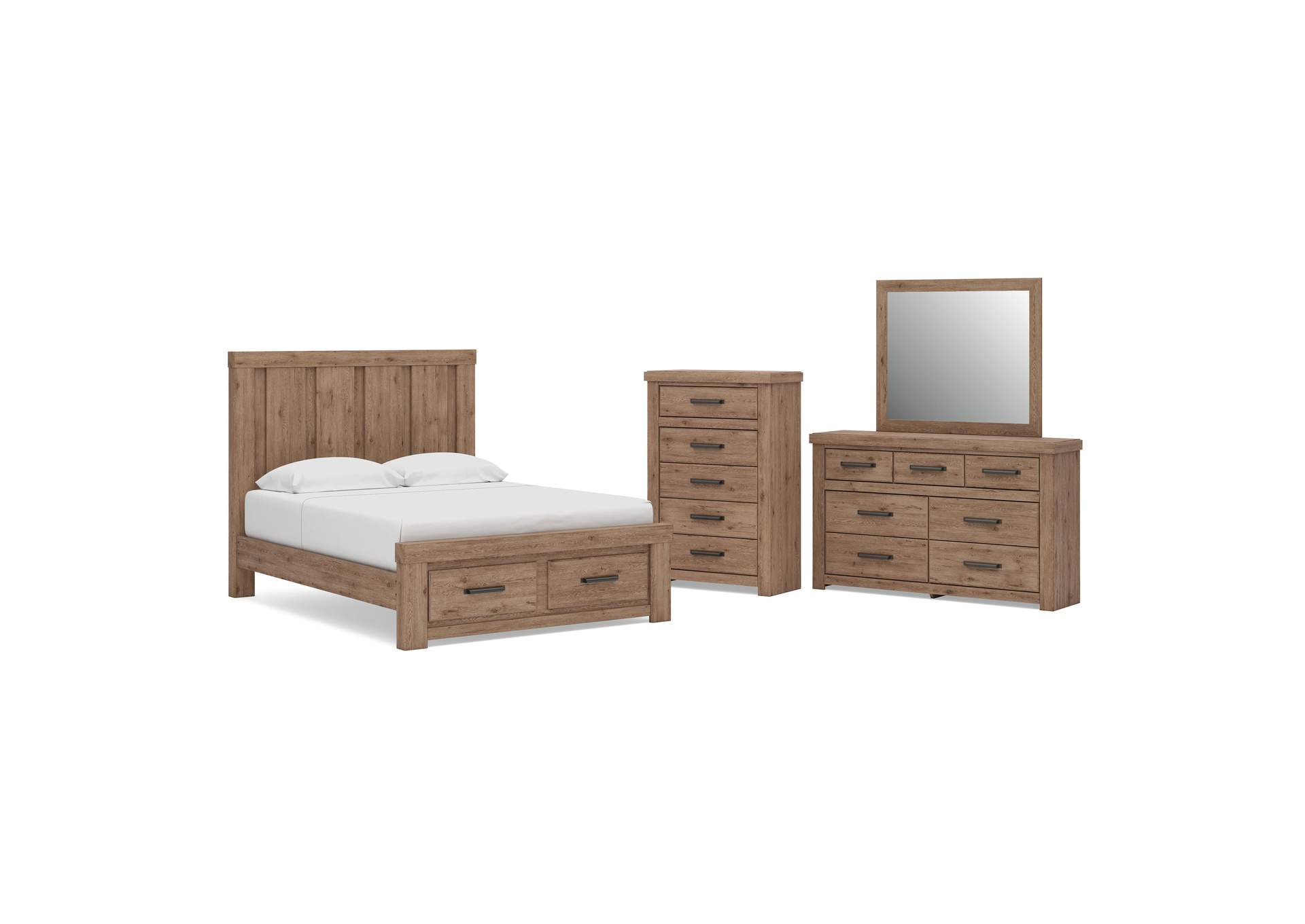 Garistyn Queen Panel Storage Bed, Dresser, Mirror and Chest image 1