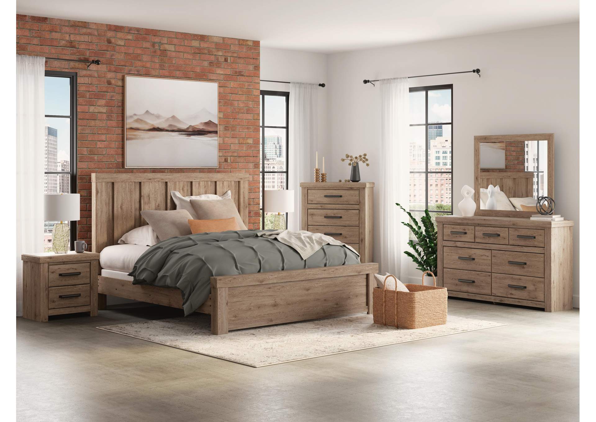 Garistyn King Panel Bed, Dresser, Mirror, Chest and Nightstand image 1