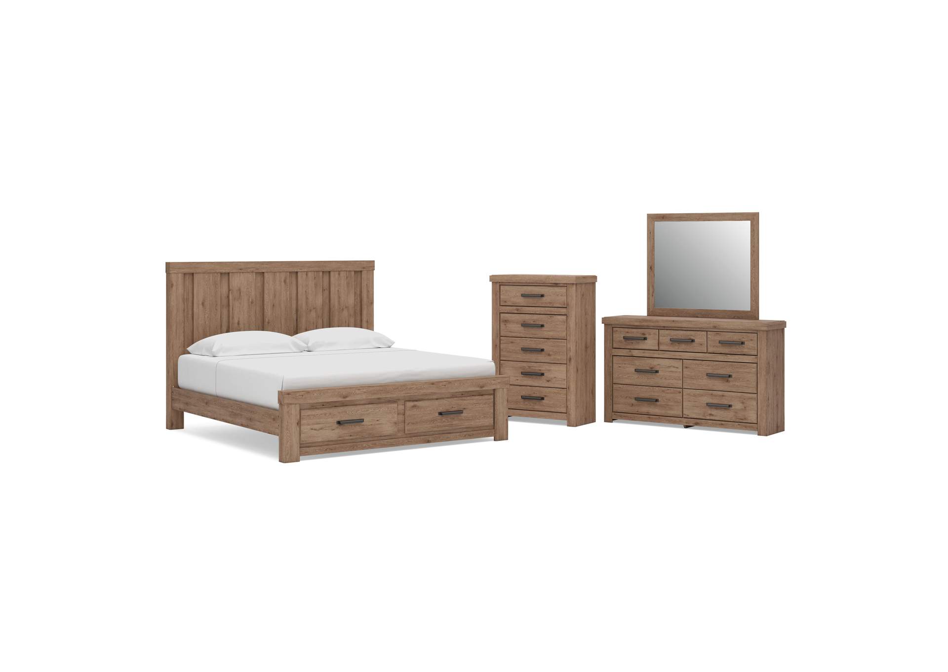 Garistyn King Panel Storage Bed, Dresser, Mirror and Chest image 1