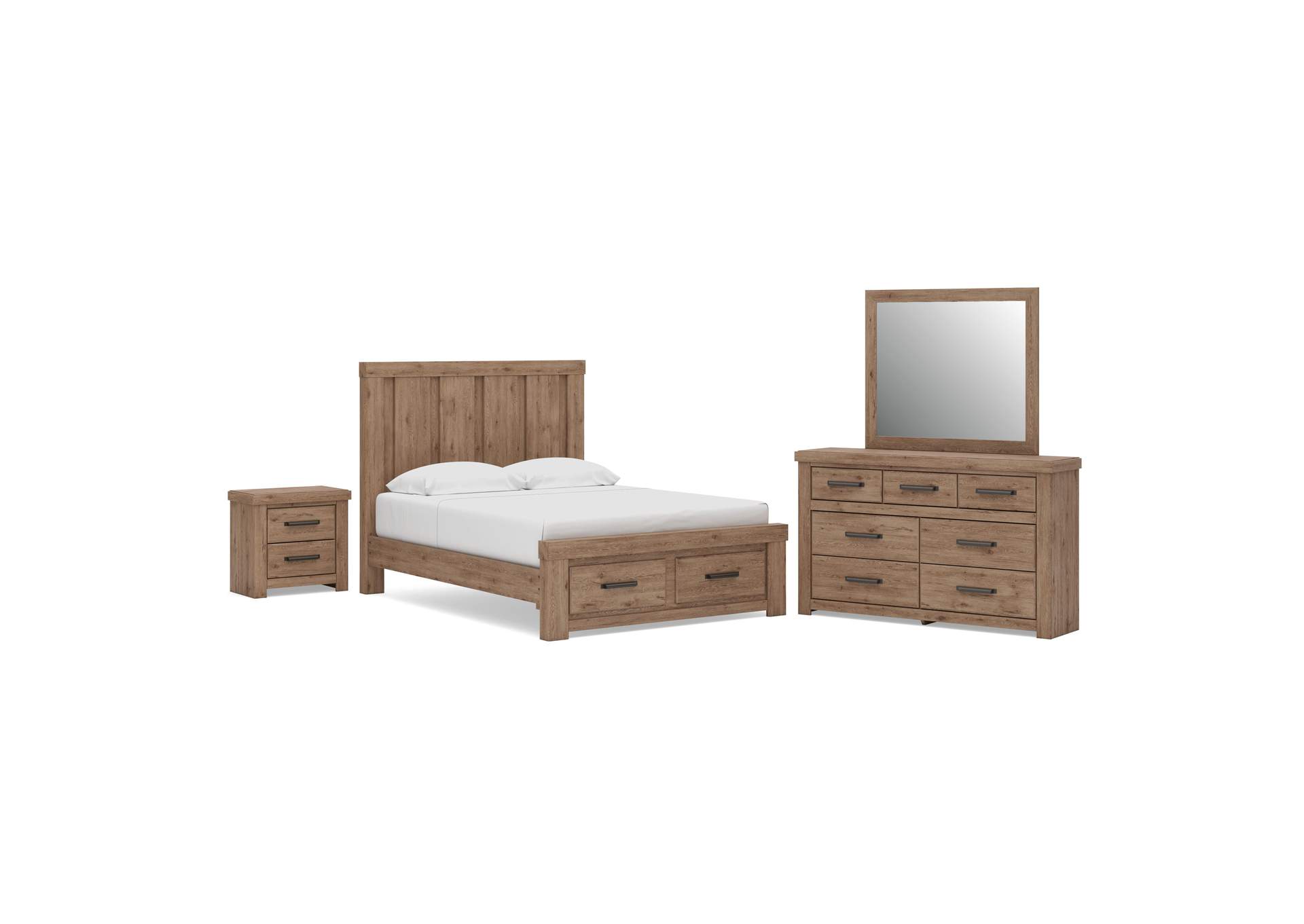 Garistyn Queen Panel Storage Bed. Dresser, Mirror and Nightstand image 1