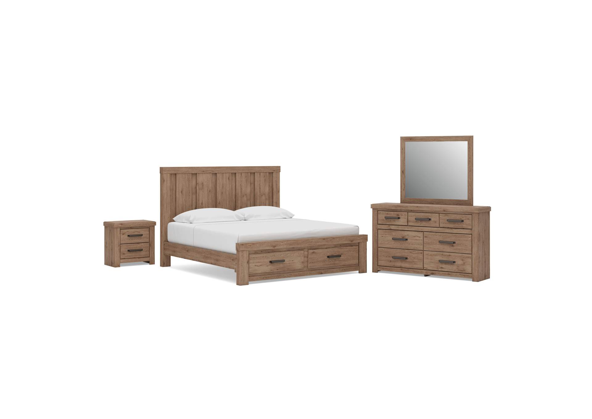 Garistyn King Panel Storage Bed. Dresser, Mirror and Nightstand image 1