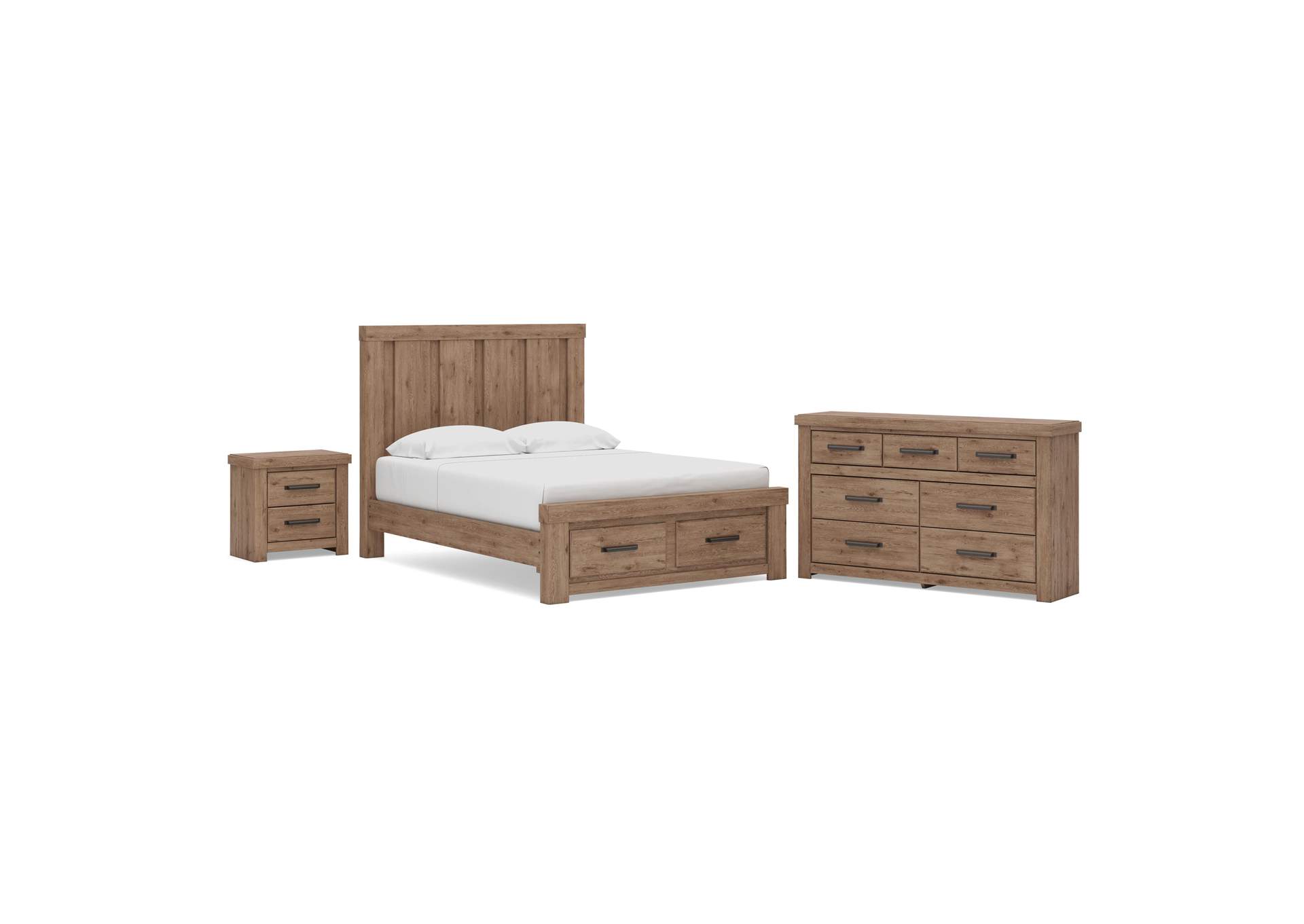 Garistyn Queen Panel Storage Bed, Dresser and Nightstand image 1