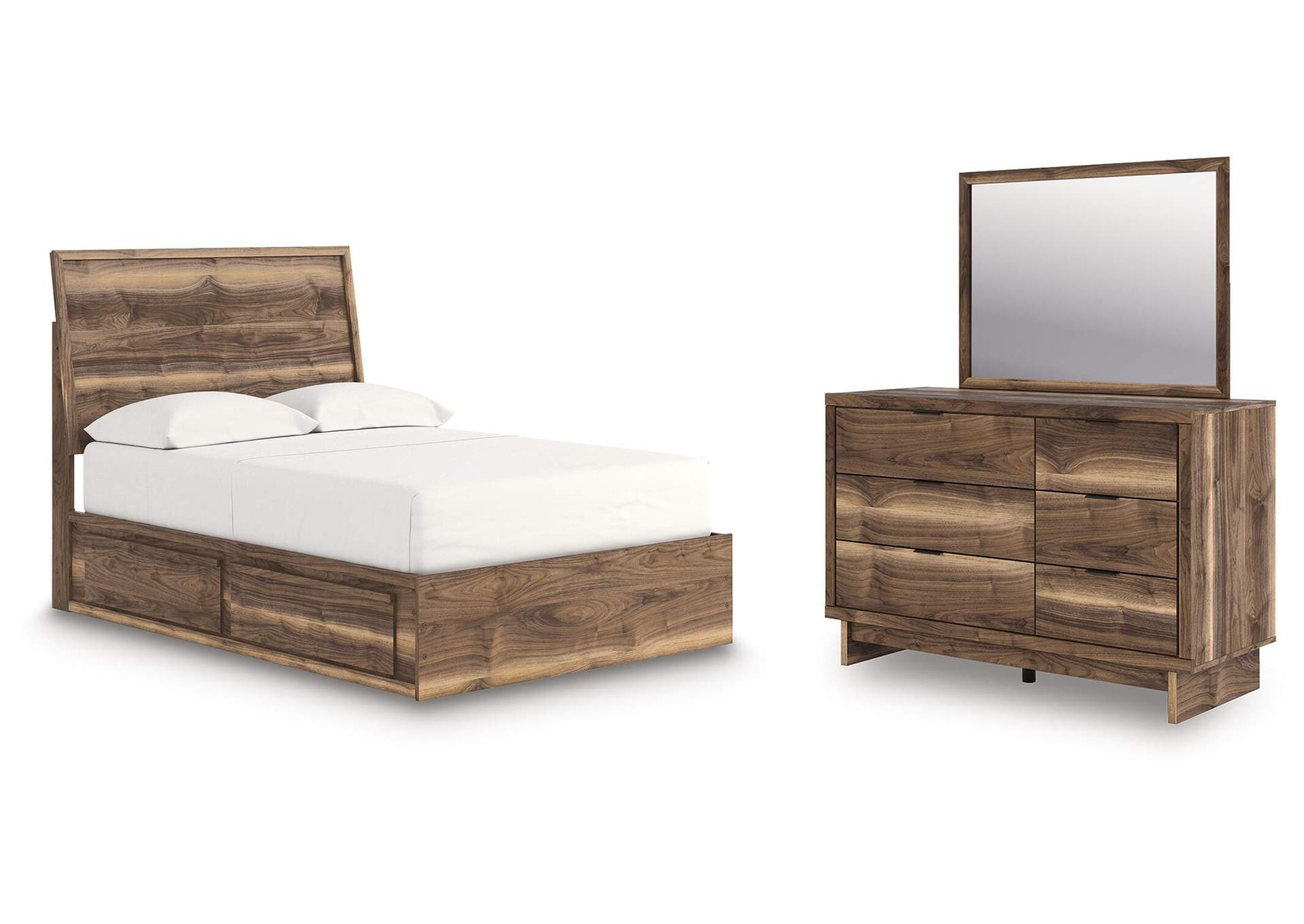 Chirason Full Panel Storage Bed, Dresser and Mirror image 1